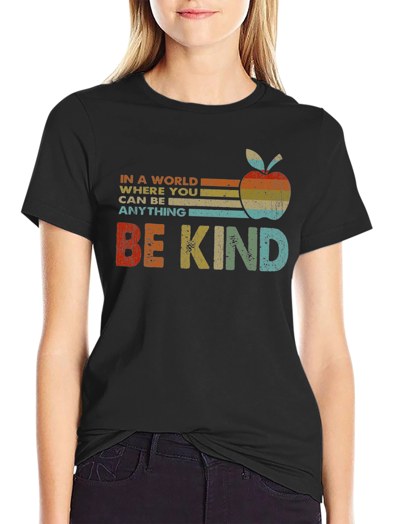 Black Be Kind Apple Graphic Tee view 2