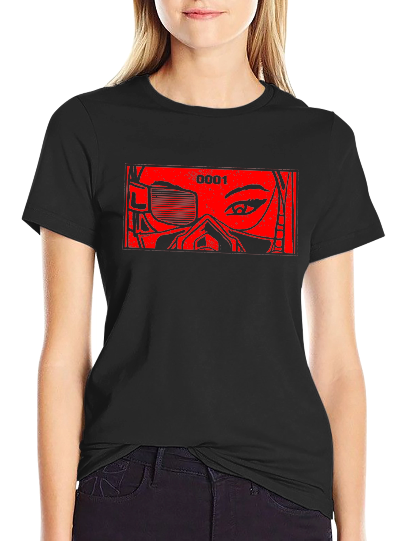Black Cyberpunk Mask Graphic Tee - Black view 2