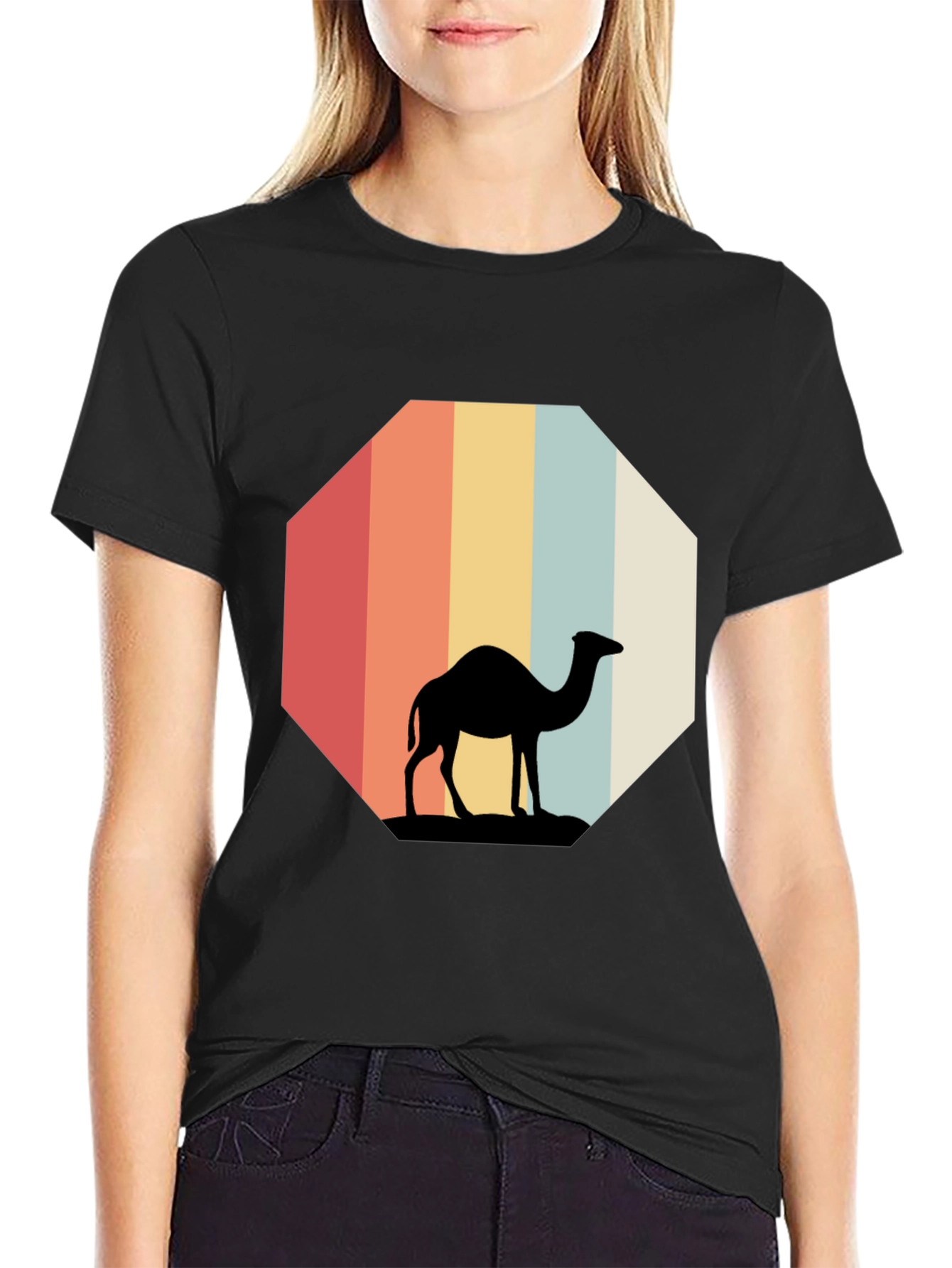 Black Retro Camel Silhouette Tee view 2
