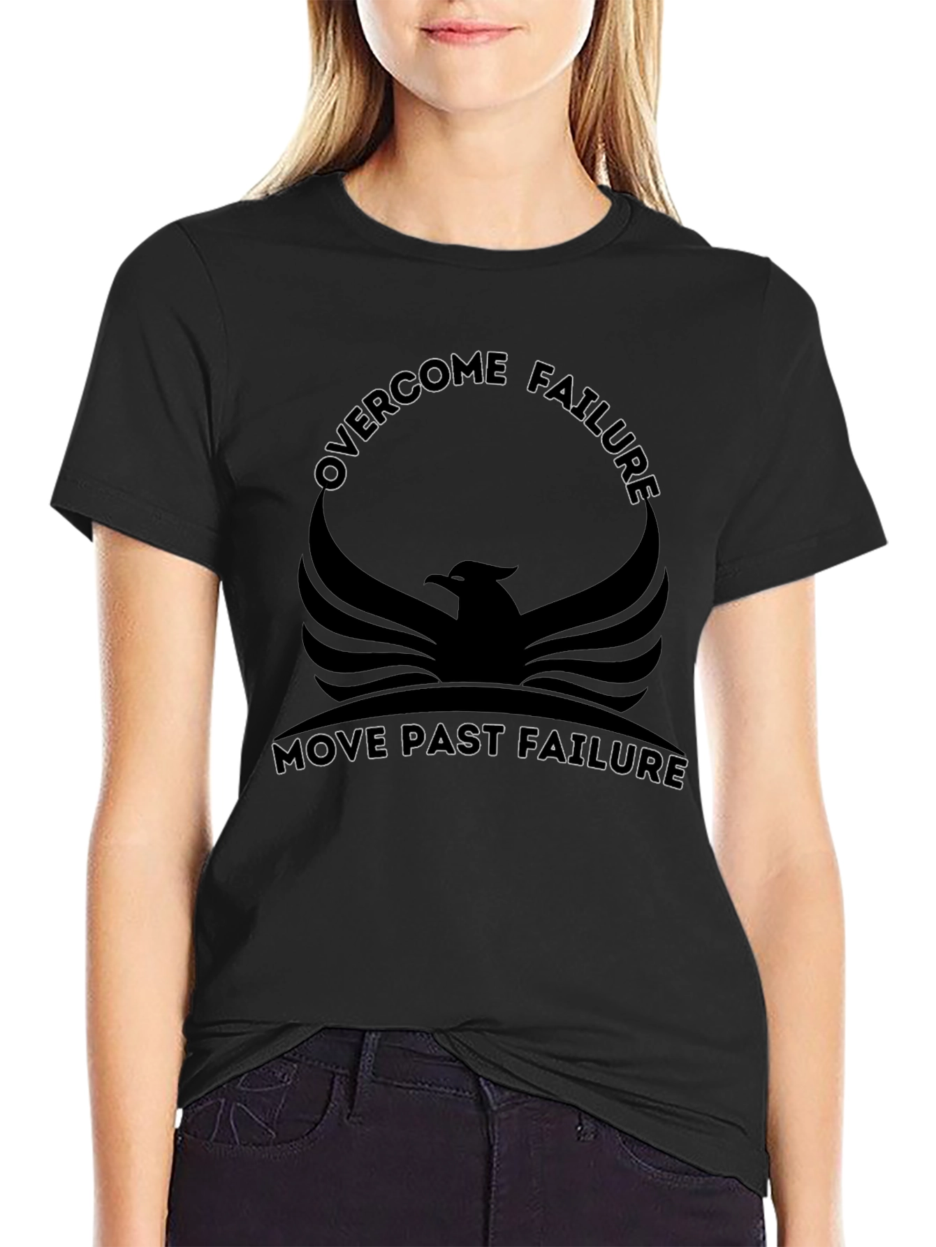 Black Motivational Phoenix Graphic Black T-Shirt view 2