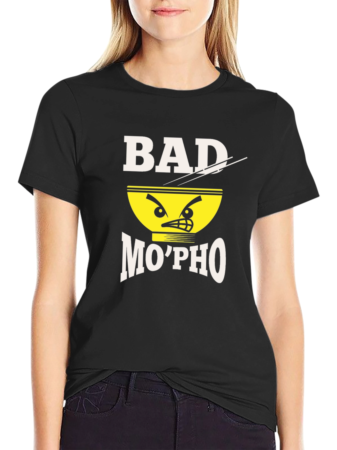 Black Bad Mo'Pho T-Shirt - Novelty Food Pun Tee view 2