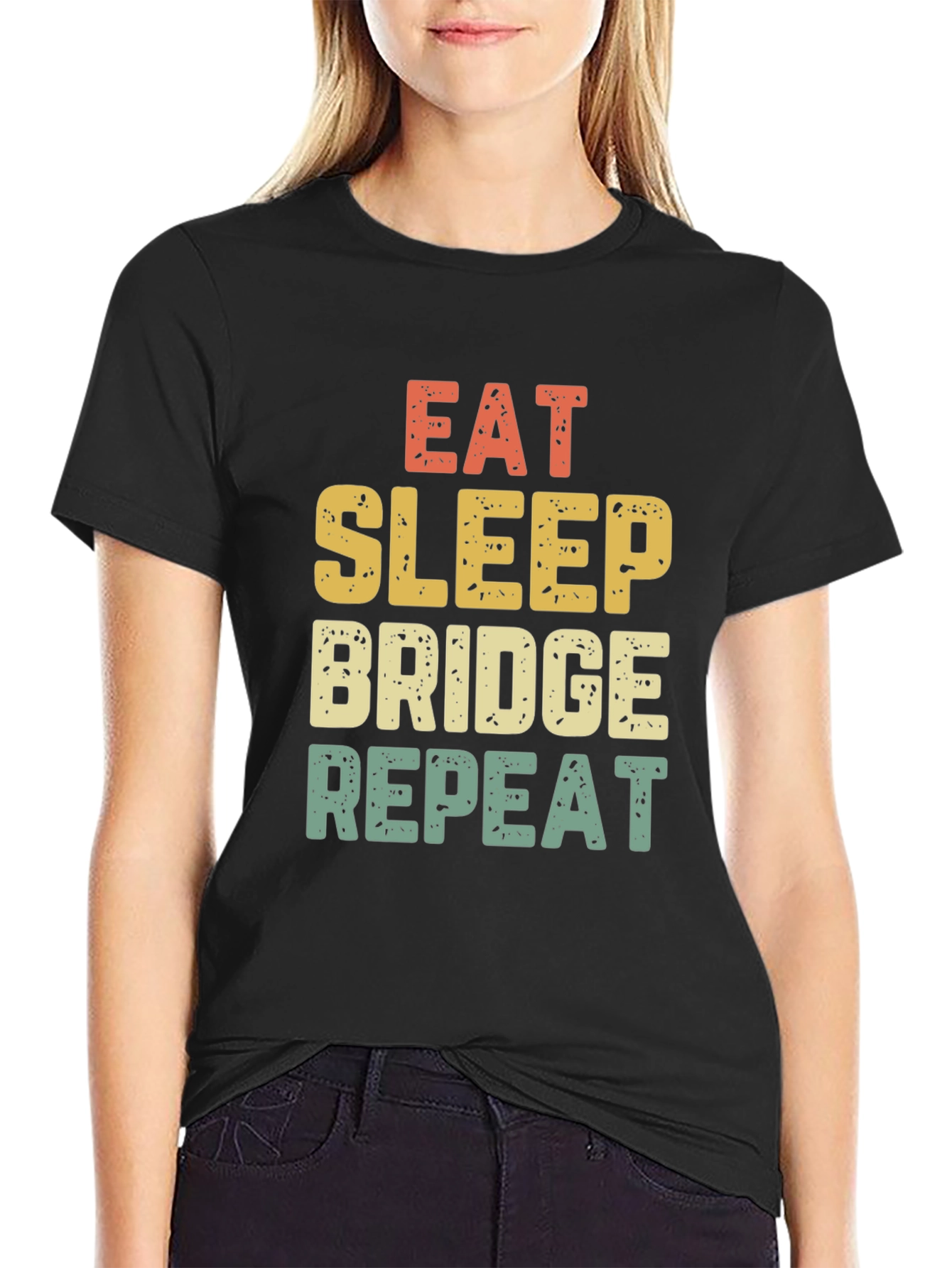 Black Eat Sleep Bridge Repeat T-Shirt view 2