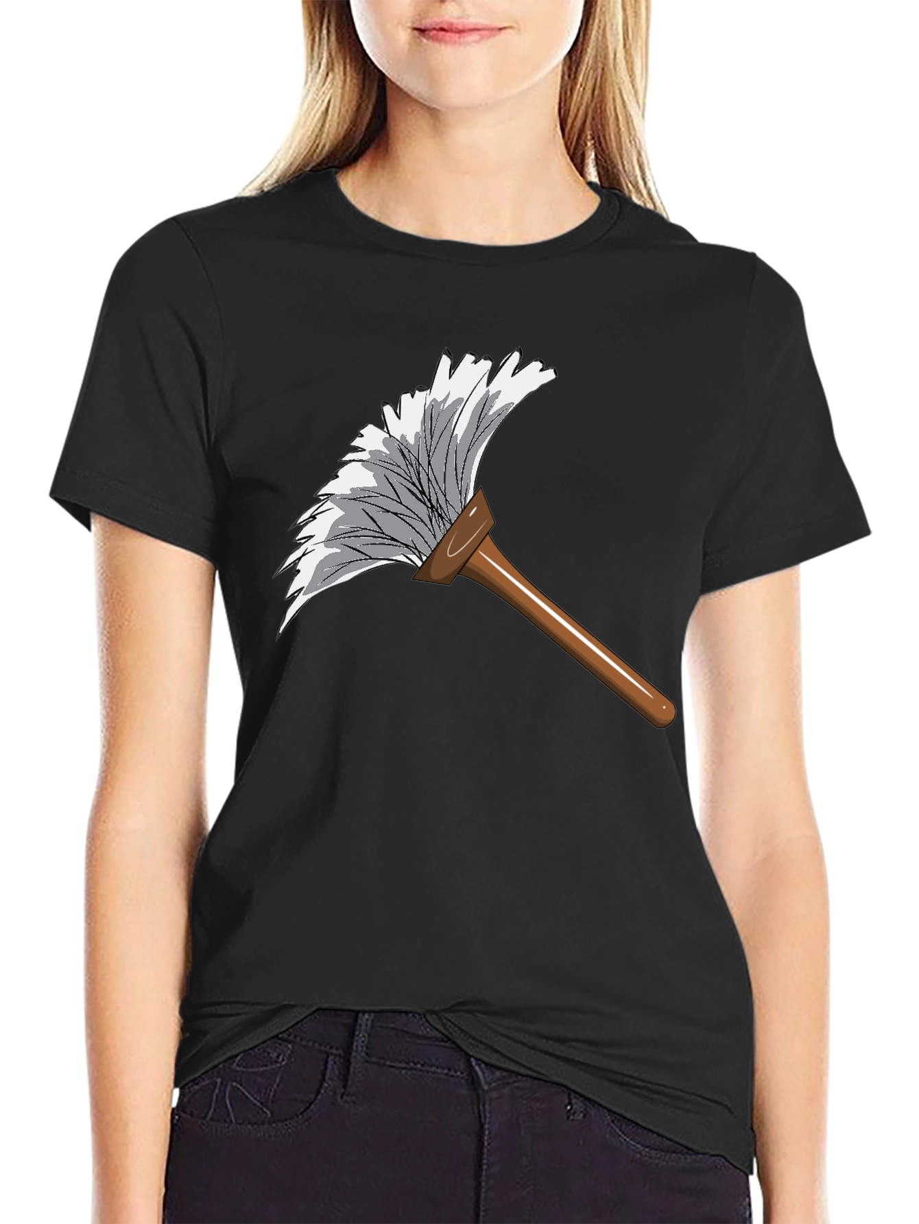 Black Duster Graphic Tee - Cleaning Humor T-Shirt view 2