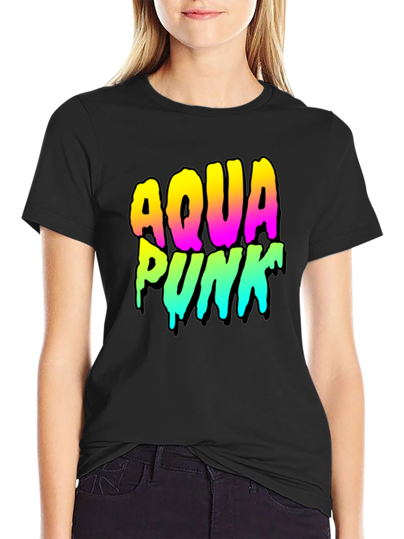 Black Aqua Punk Graphic Tee - Black view 2