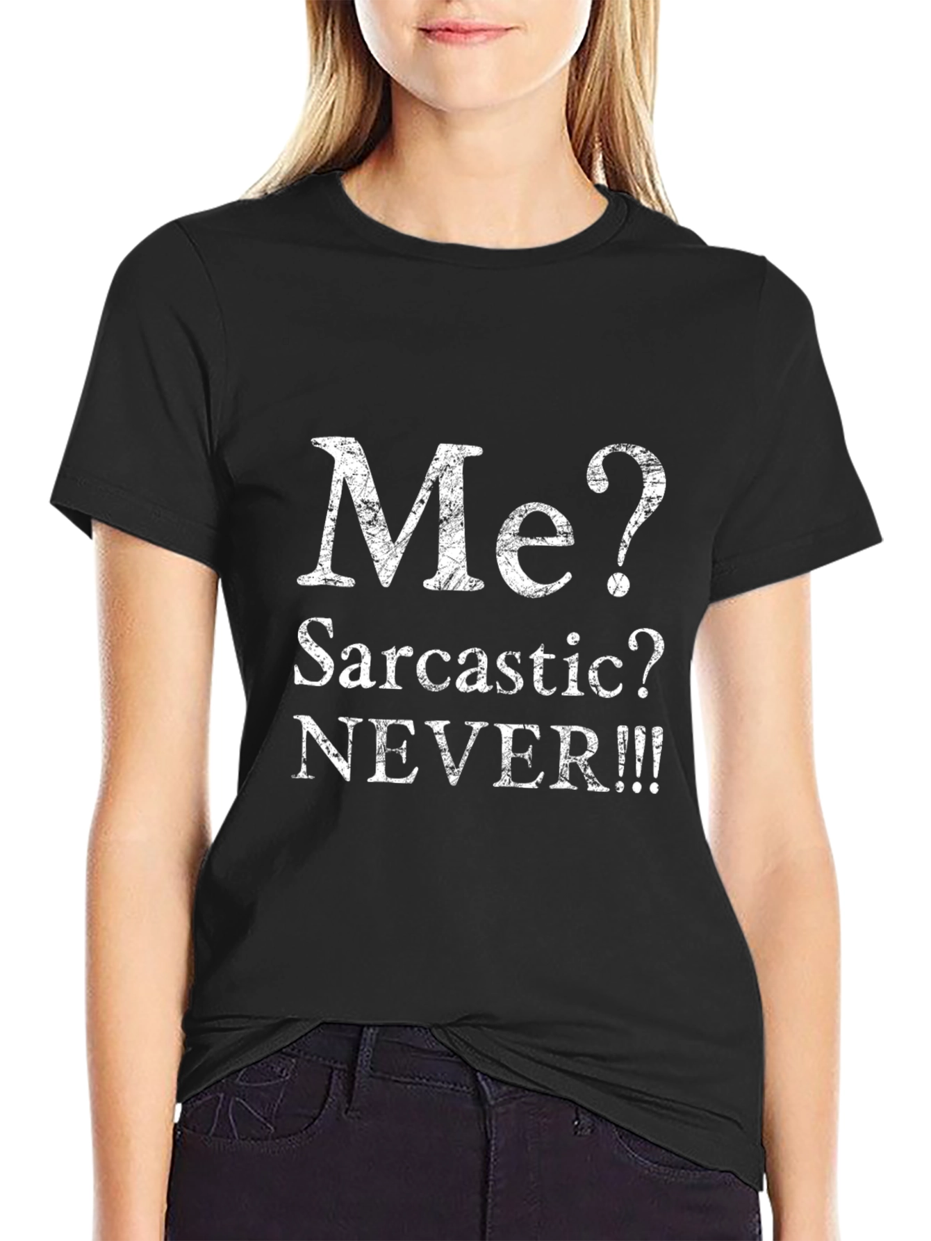 Black Sarcastic Never T-Shirt - Funny Graphic Tee view 2