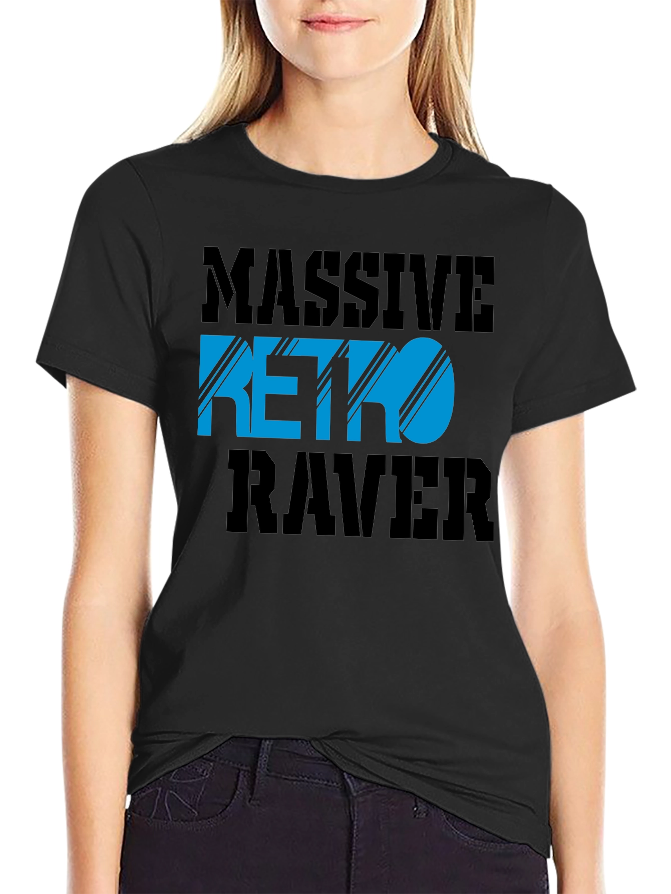 Black Massive Retro Raver Graphic Tee view 2