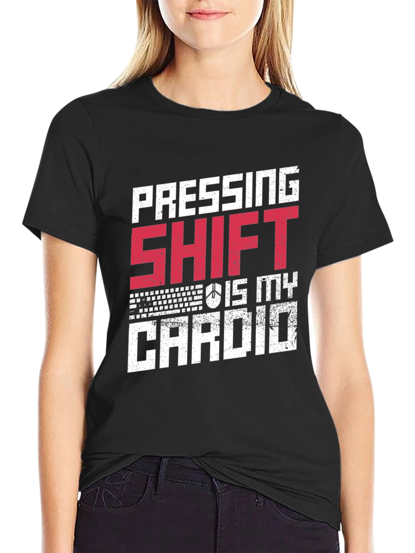 Black Pressing Shift is My Cardio Black T-Shirt view 2