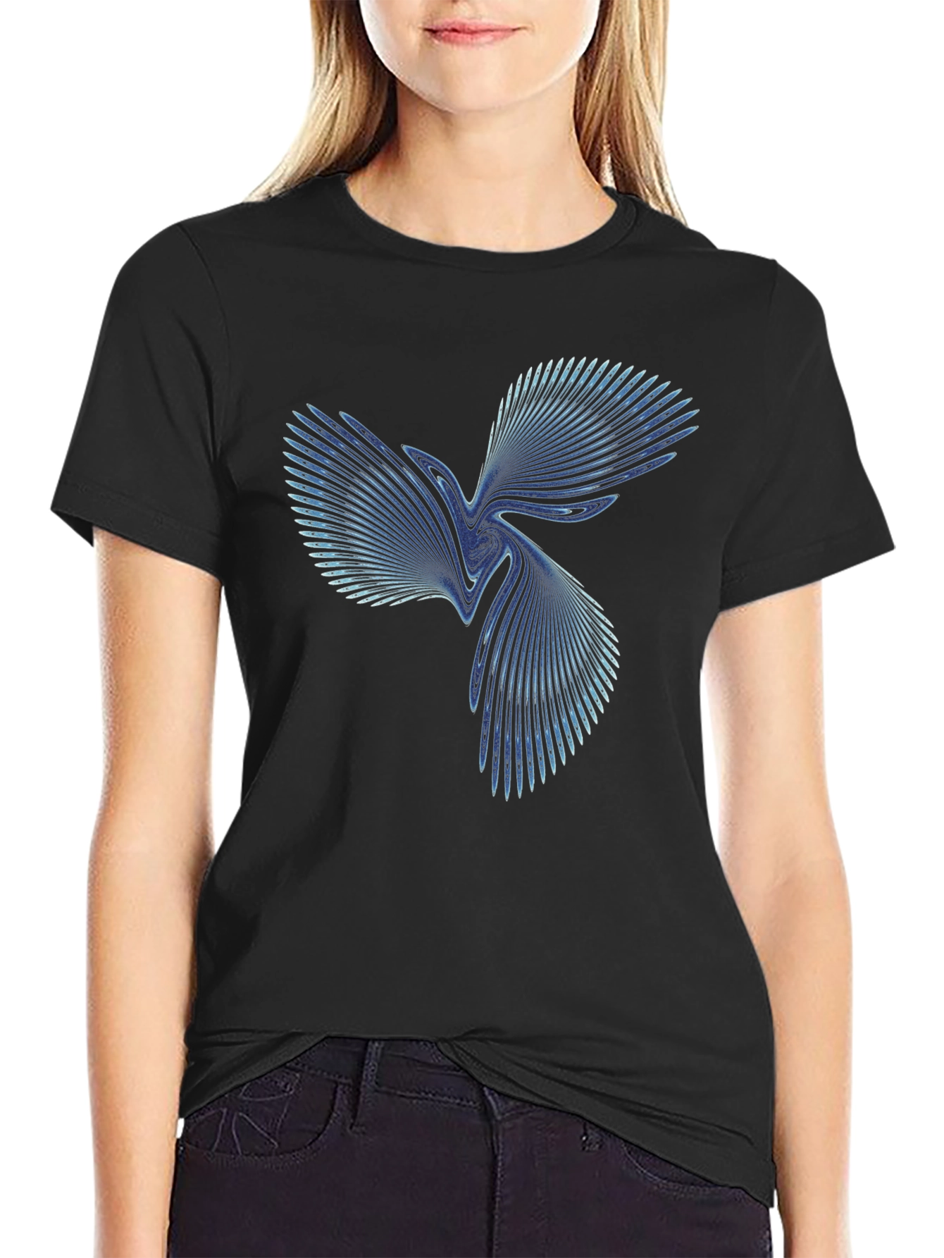 Black Abstract Swirl Graphic Tee - Stylish Black T-Shirt view 2
