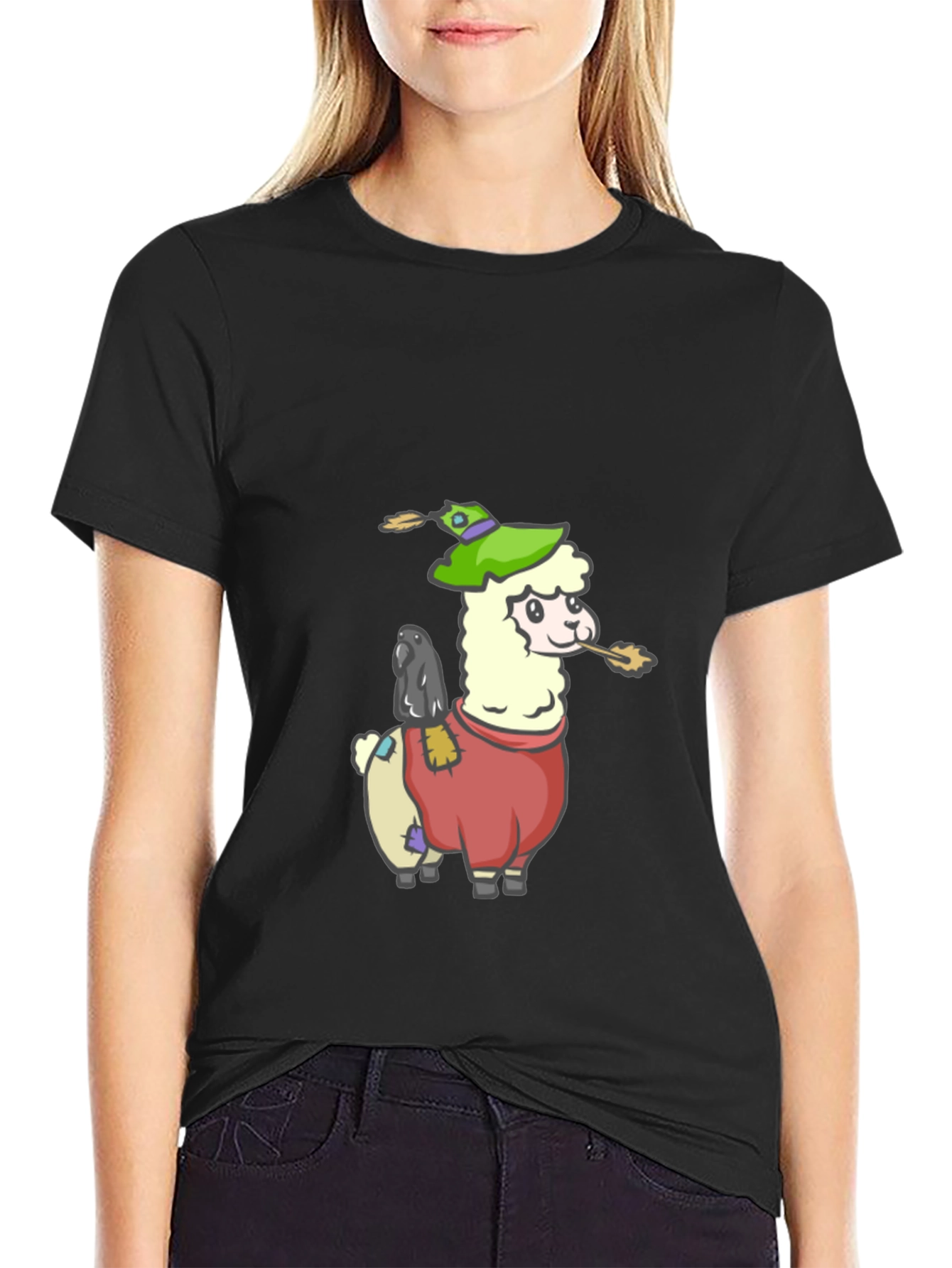 Black Llama Scarecrow Graphic Tee view 2