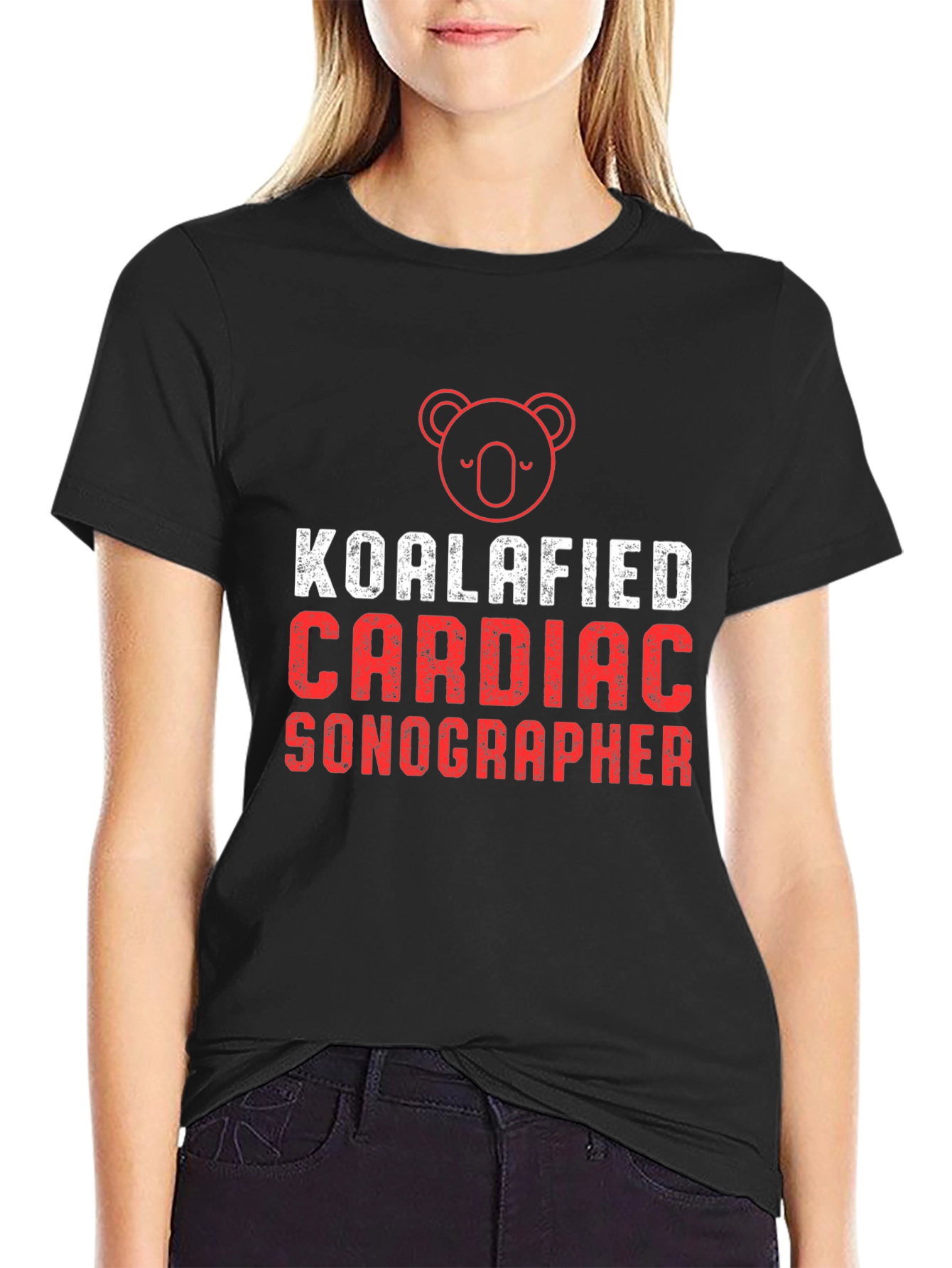 Black Koalafied Cardiac Sonographer Black T-Shirt view 2