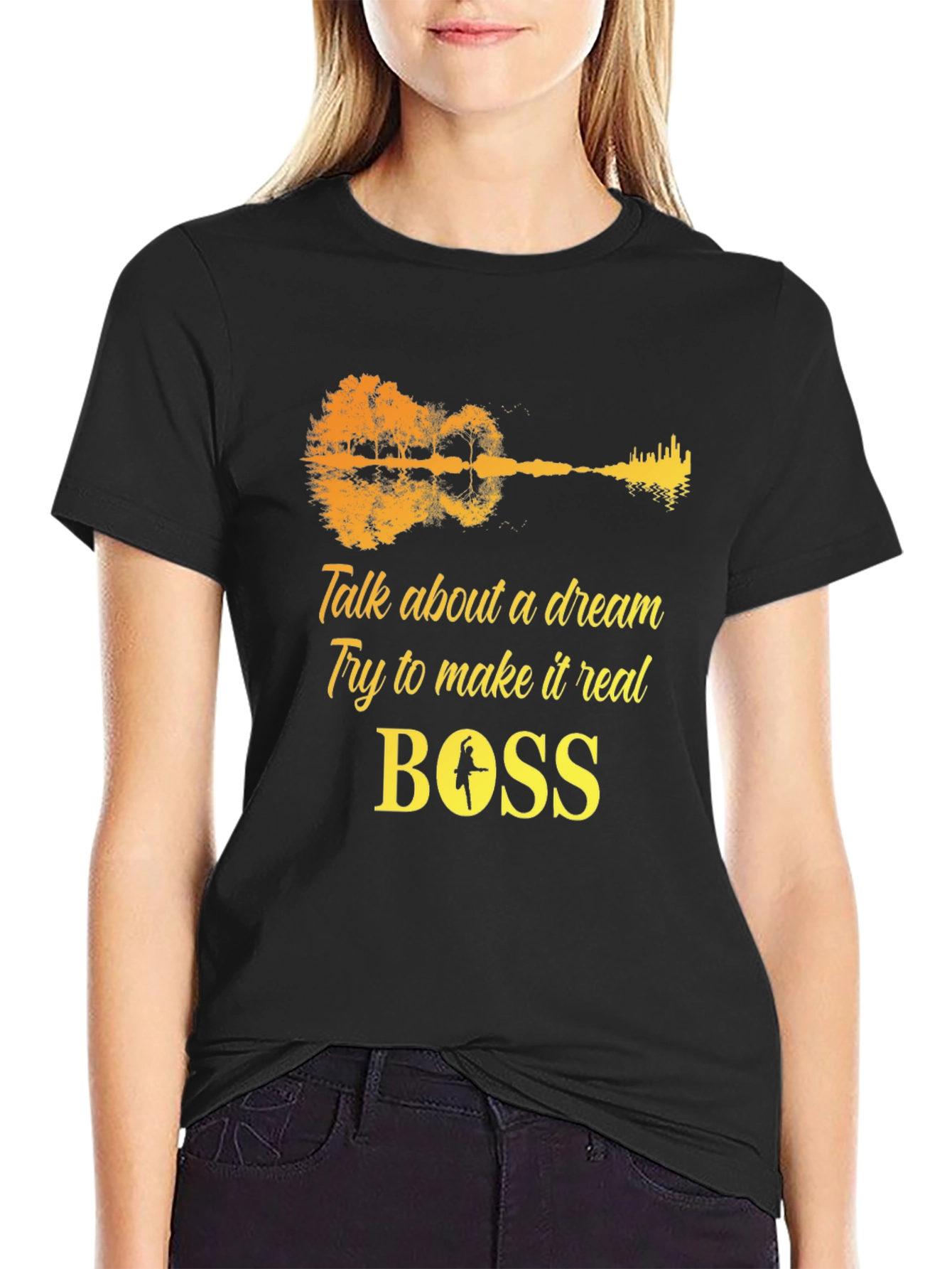 Black Dream Guitar T-Shirt - Black Cotton Graphic Tee view 2