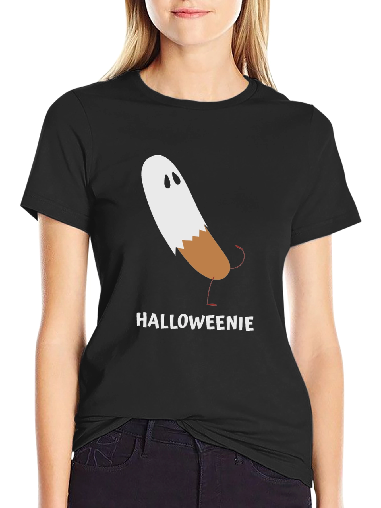 Black Halloweenie Funny Halloween T-Shirt view 2