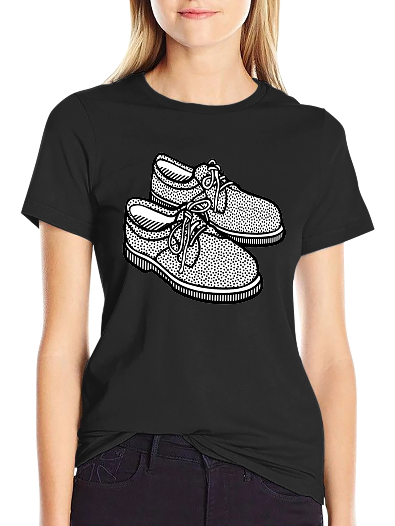 Black Retro Shoes Graphic Black T-Shirt view 2