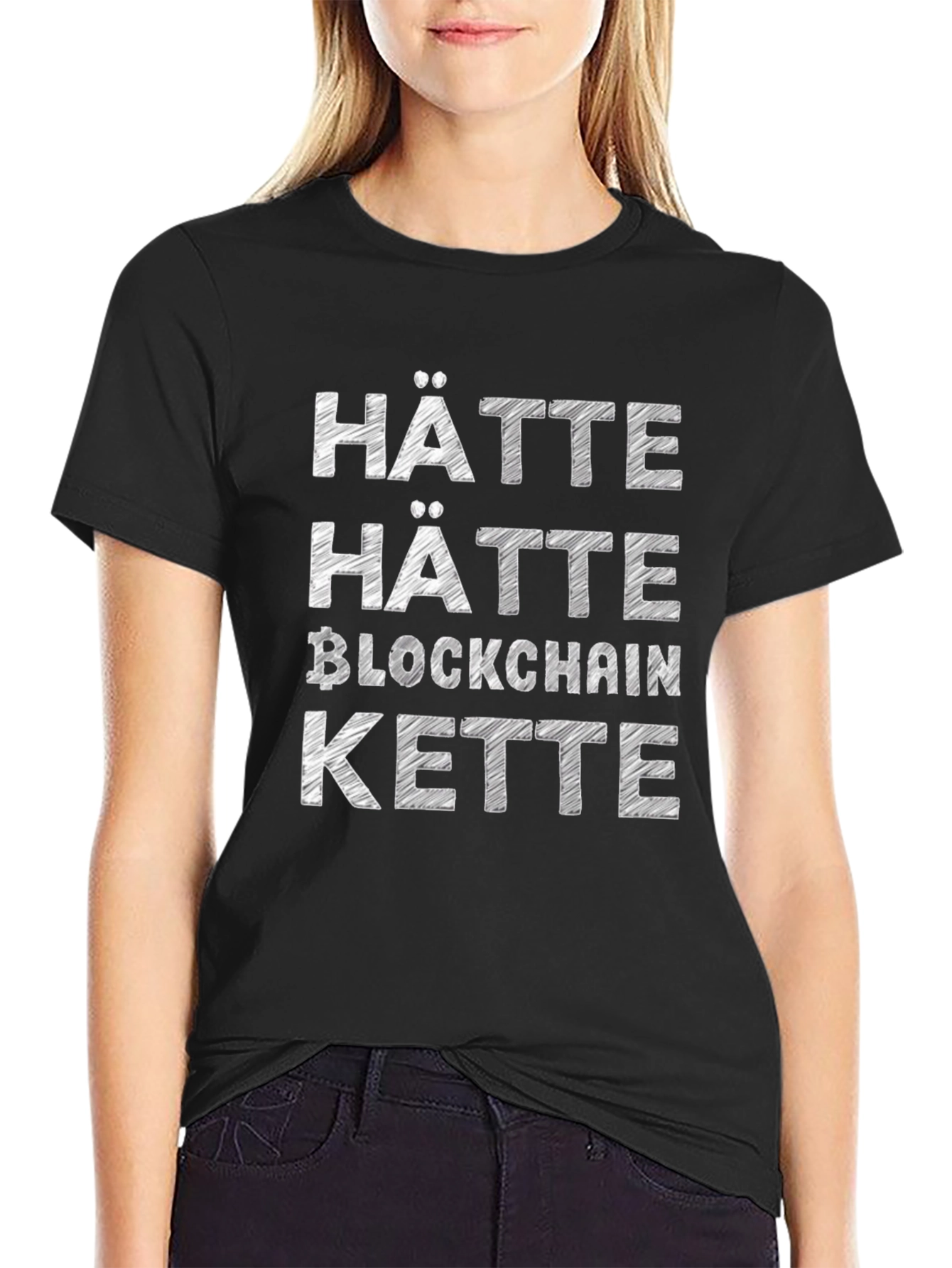 Black Hätte Hätte Blockchain Kette T-Shirt view 2
