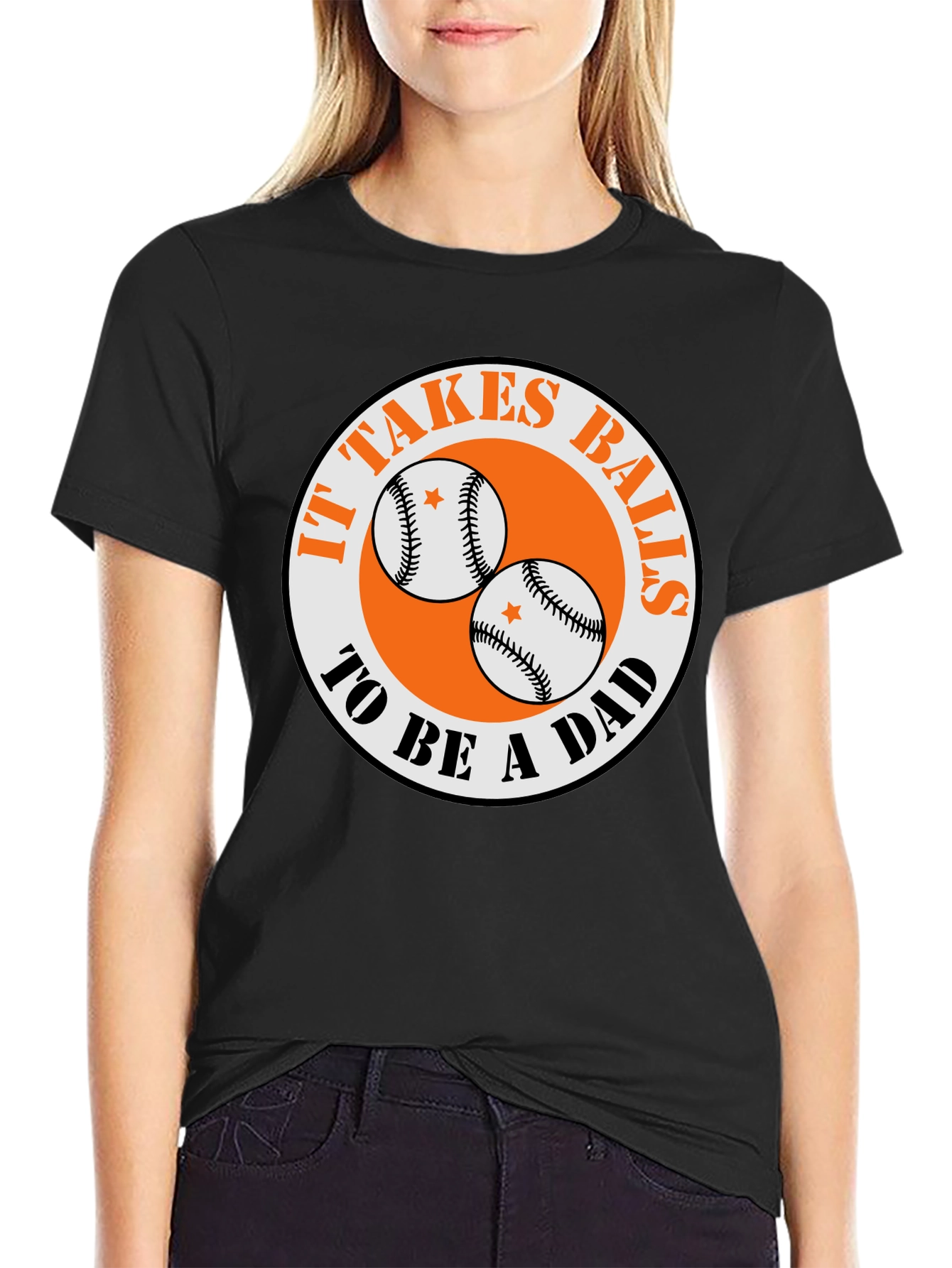Black It Takes Balls To Be A Dad T-Shirt view 2