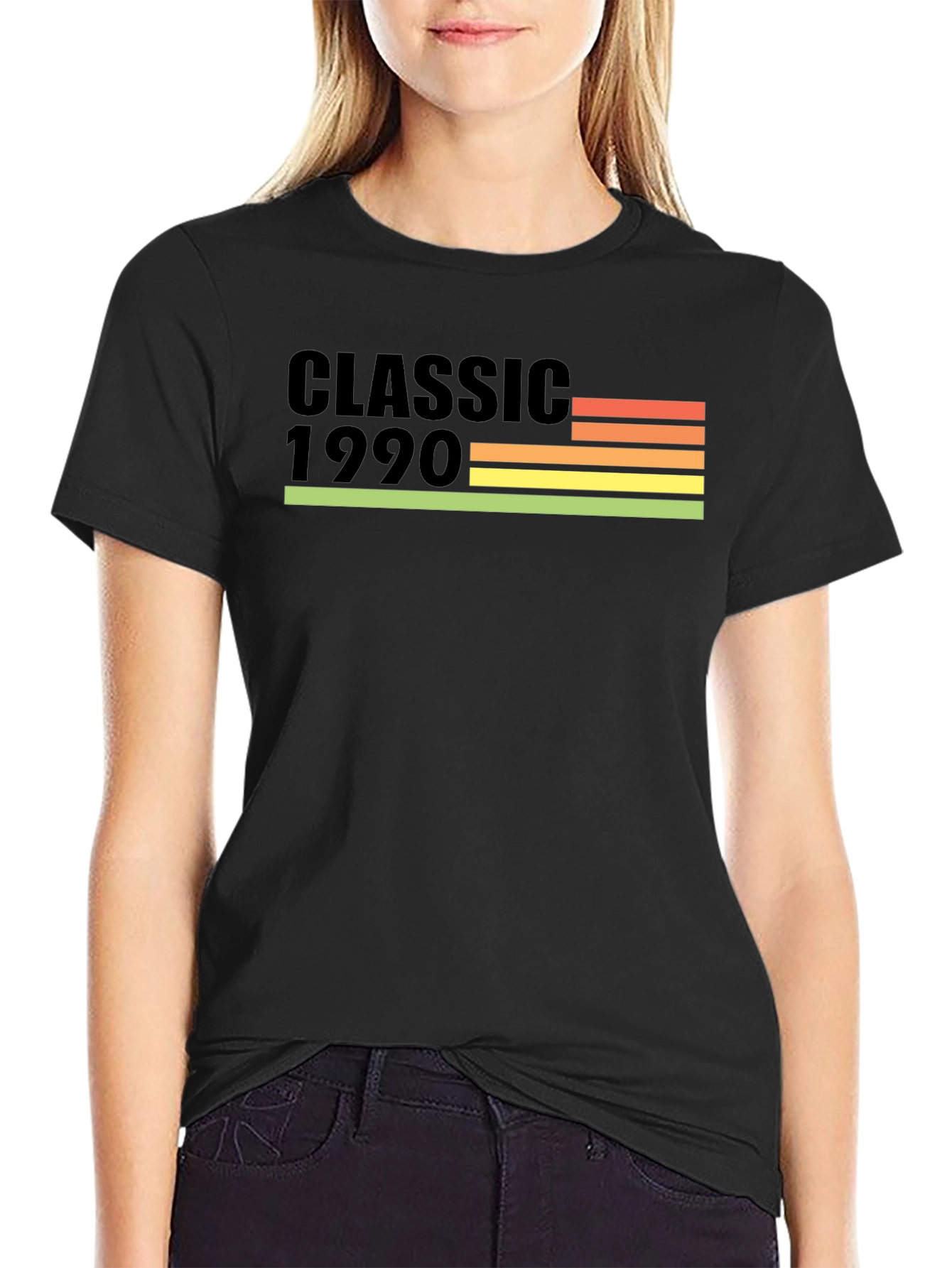 Black Classic 1990 Retro Birthday T-Shirt view 2