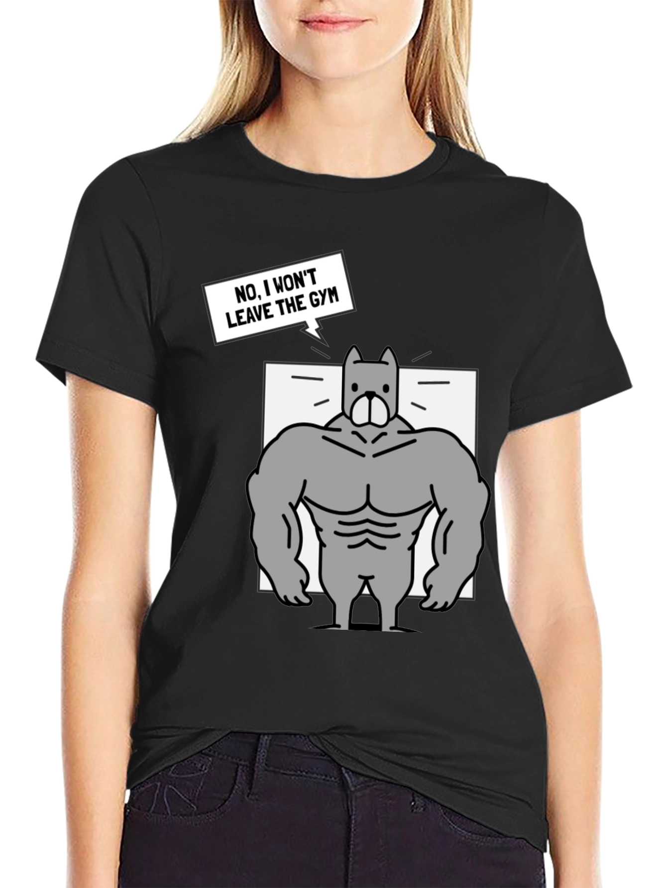 Black Gym Dog Graphic T-Shirt - Funny Workout Tee view 2