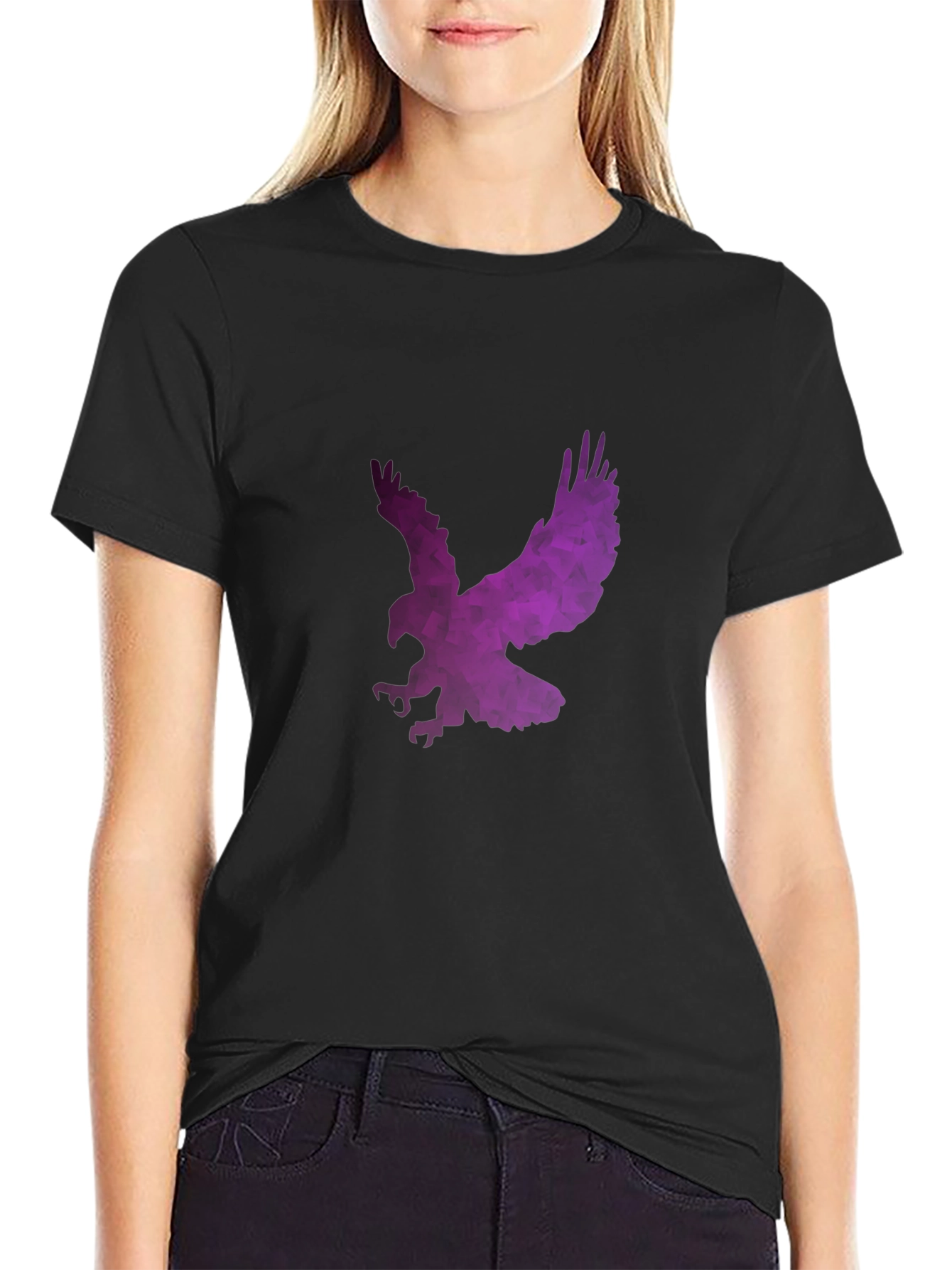 Black Geometric Eagle Graphic Black T-Shirt view 2