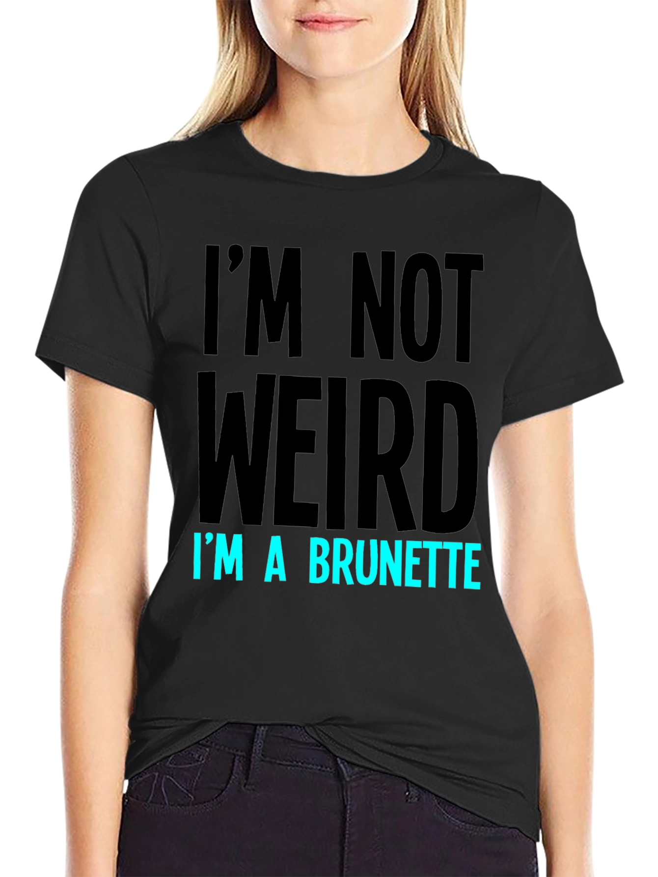 Black Funny Brunette Graphic T-Shirt view 2