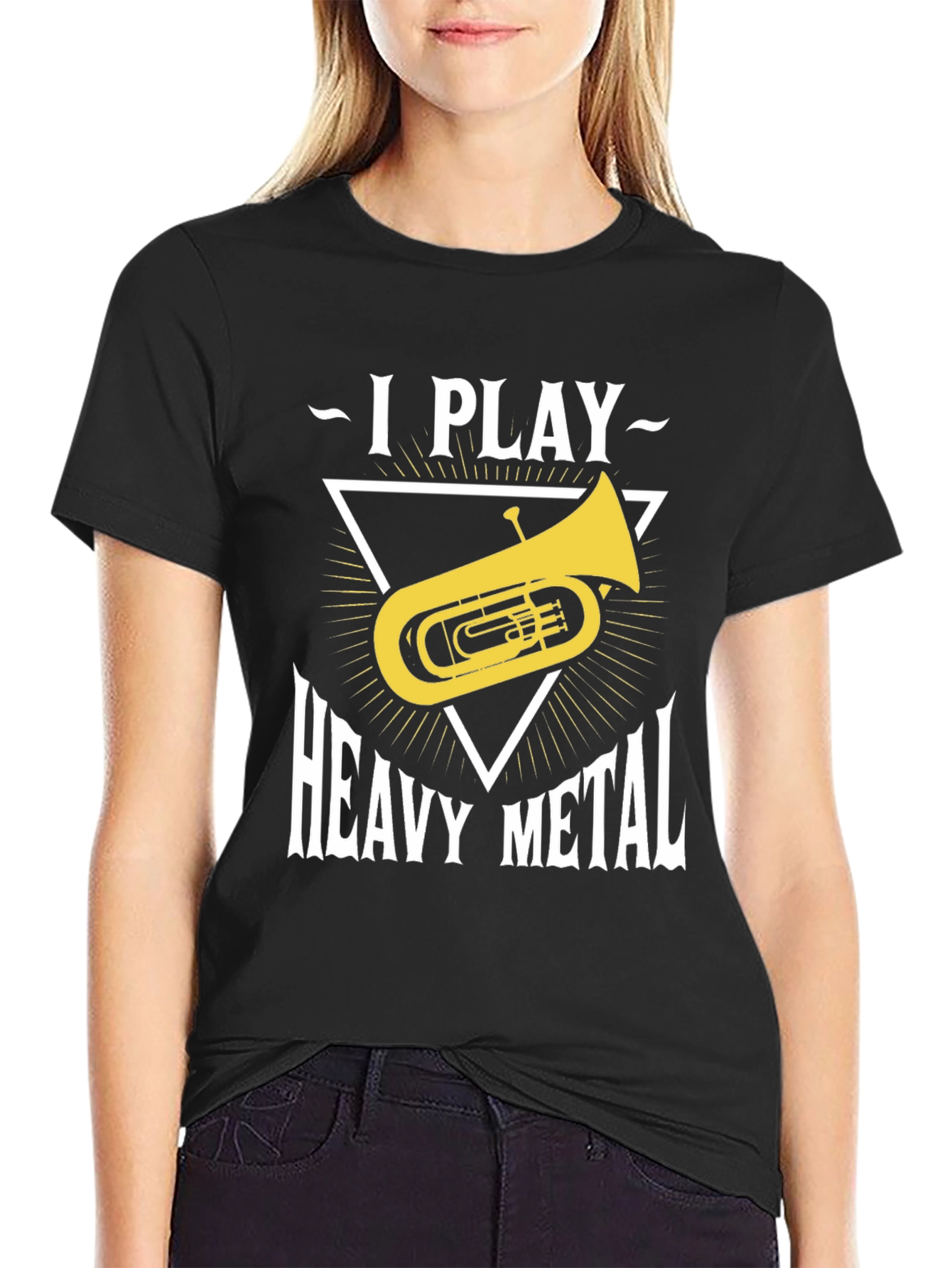 Black I Play Heavy Metal Tuba T-Shirt view 2