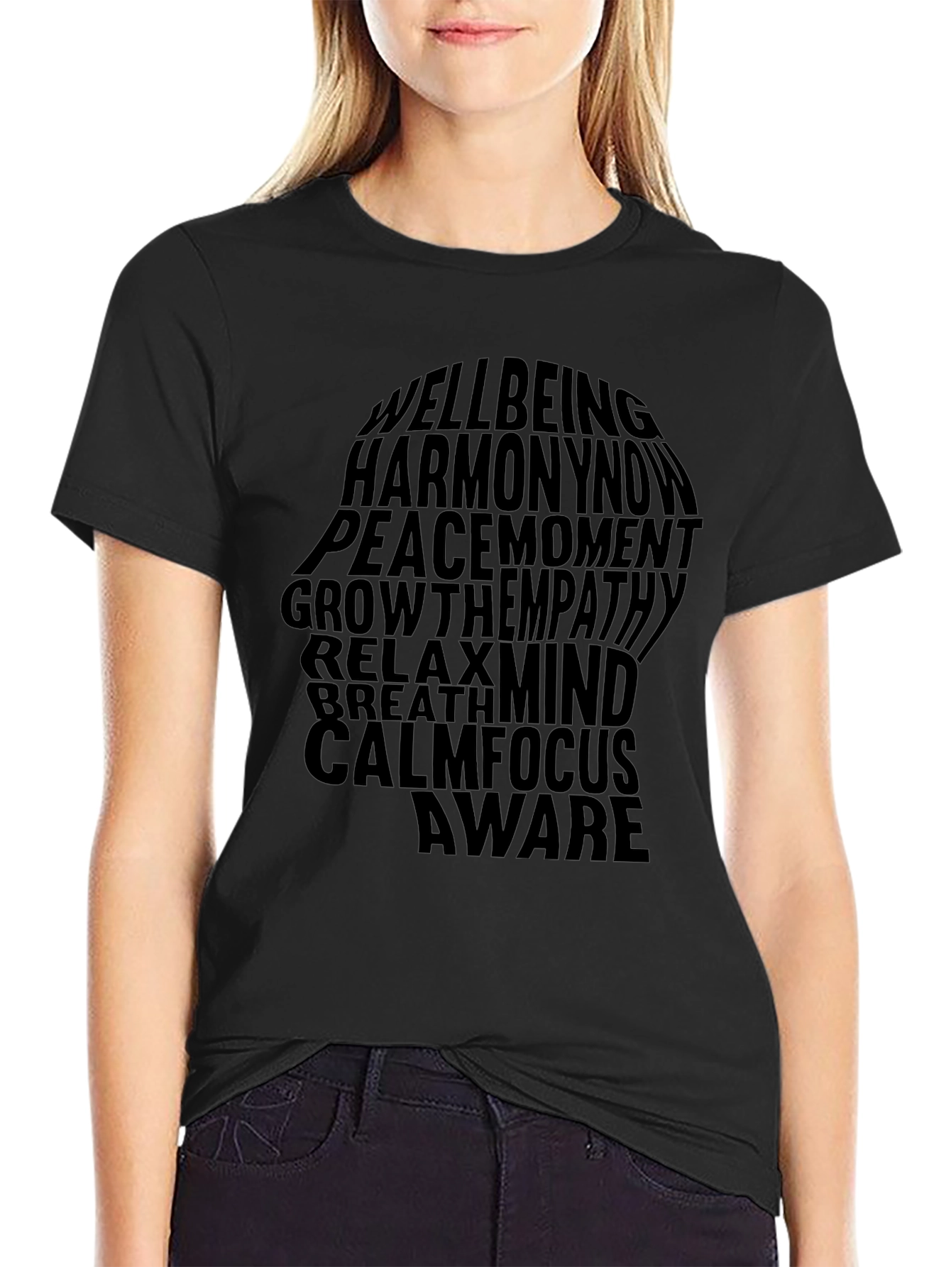 Black Wellbeing Harmony Mind T-Shirt view 2