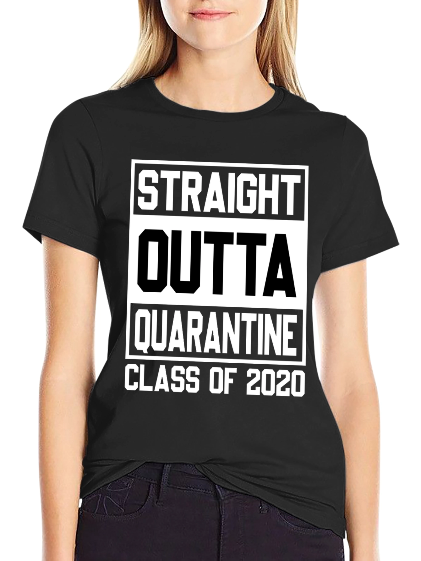 Black Straight Outta Quarantine Class of 2020 T-Shirt view 2