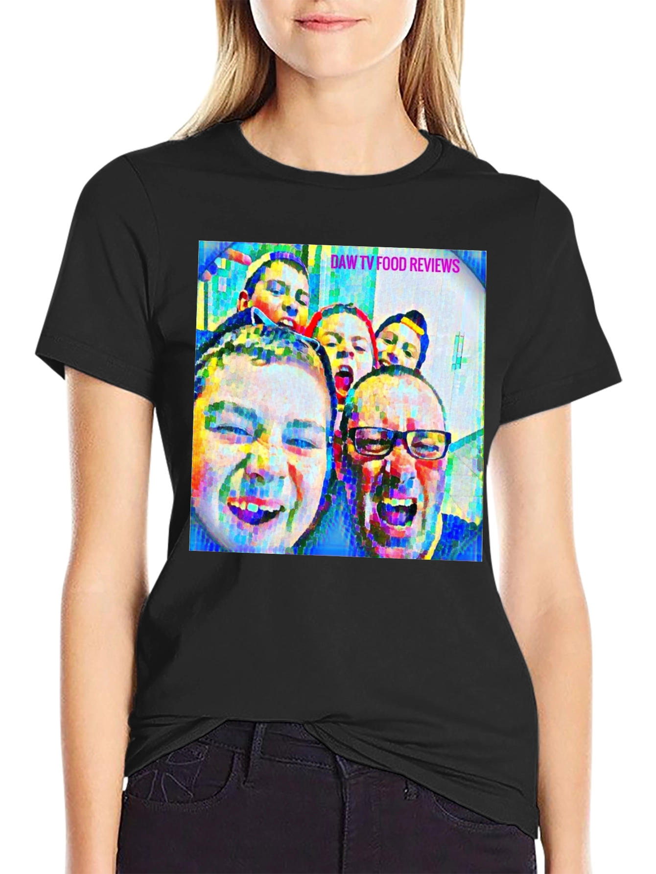 Black DAW TV Food Reviews Graphic Tee - Black view 2