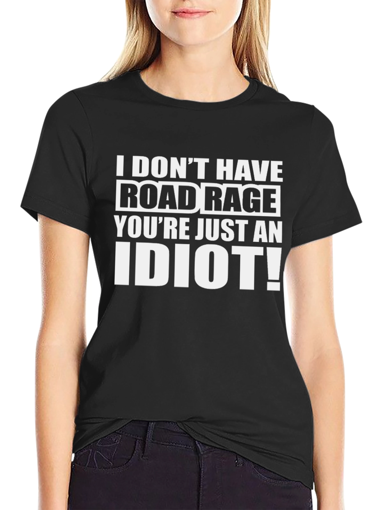 Black Road Rage Funny Graphic T-Shirt - Black view 2
