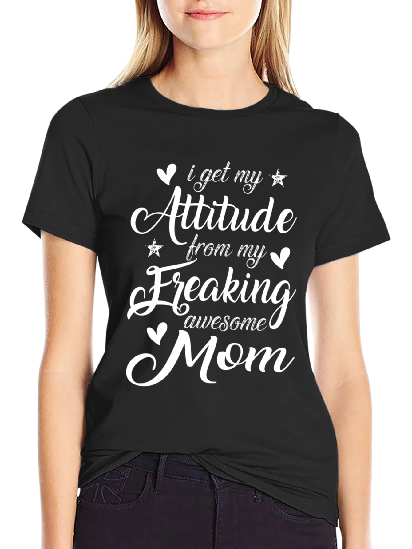 Black I Get My Attitude from My Awesome Mom T-Shirt view 2