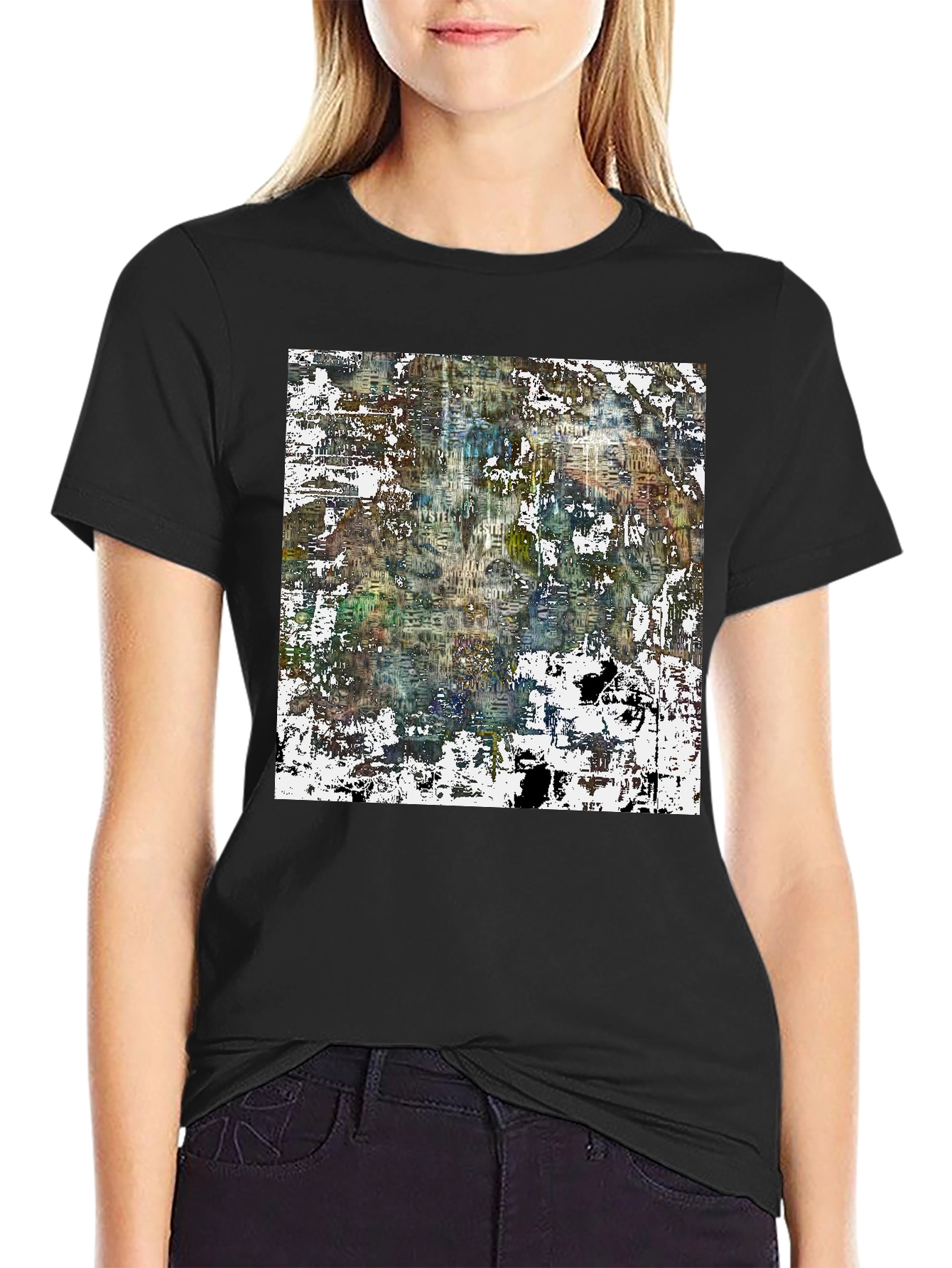 Black Abstract Art Print Black Tee view 2