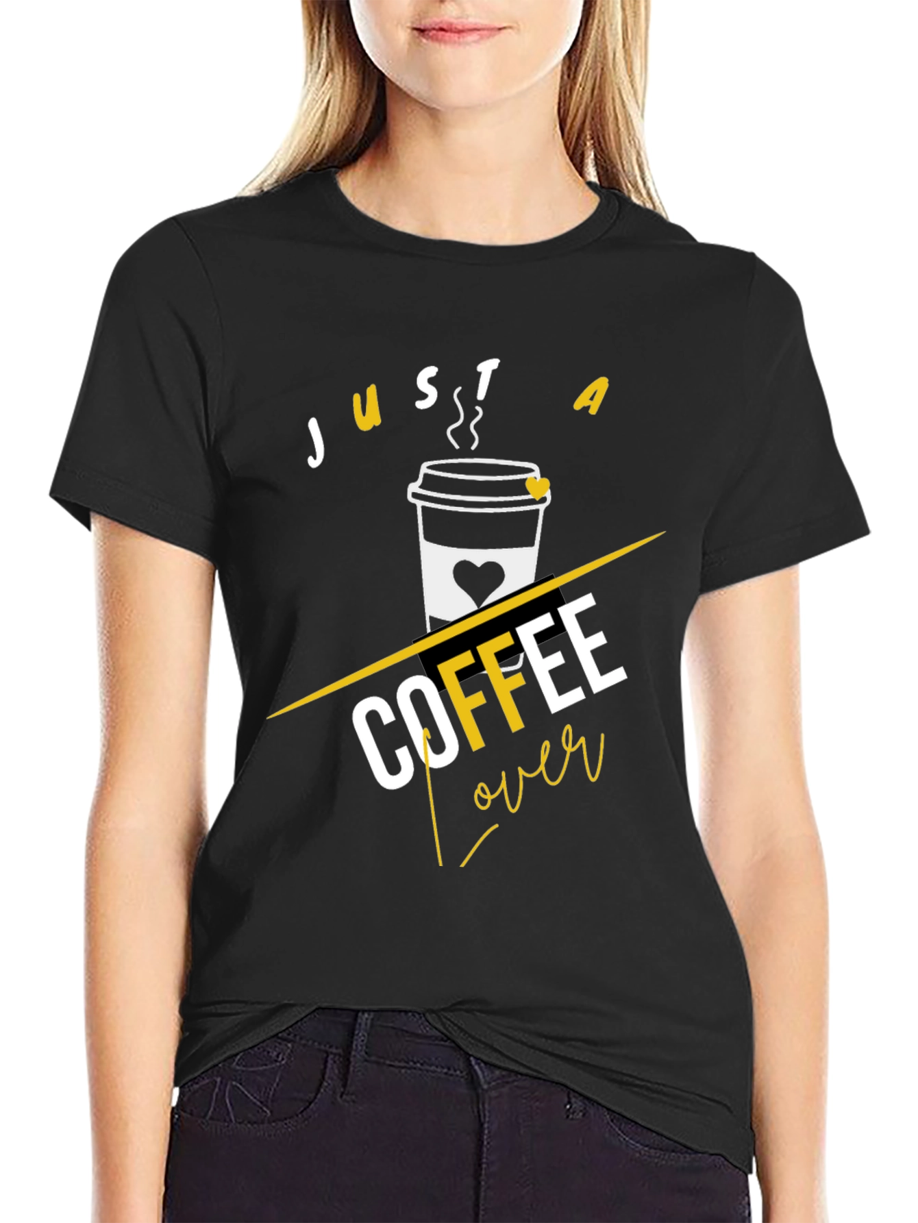 Black Just A Coffee Lover - Trendy Graphic Tee view 2