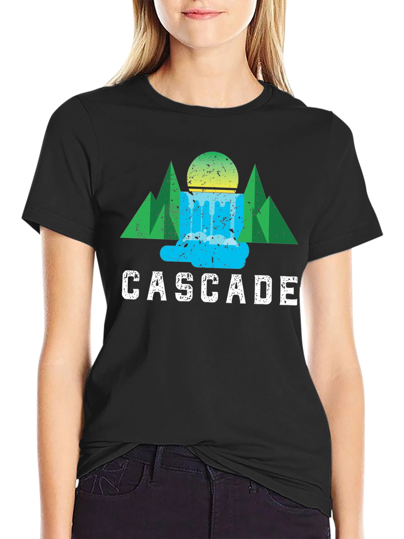 Black Cascade Graphic Tee - Nature Inspired Design view 2