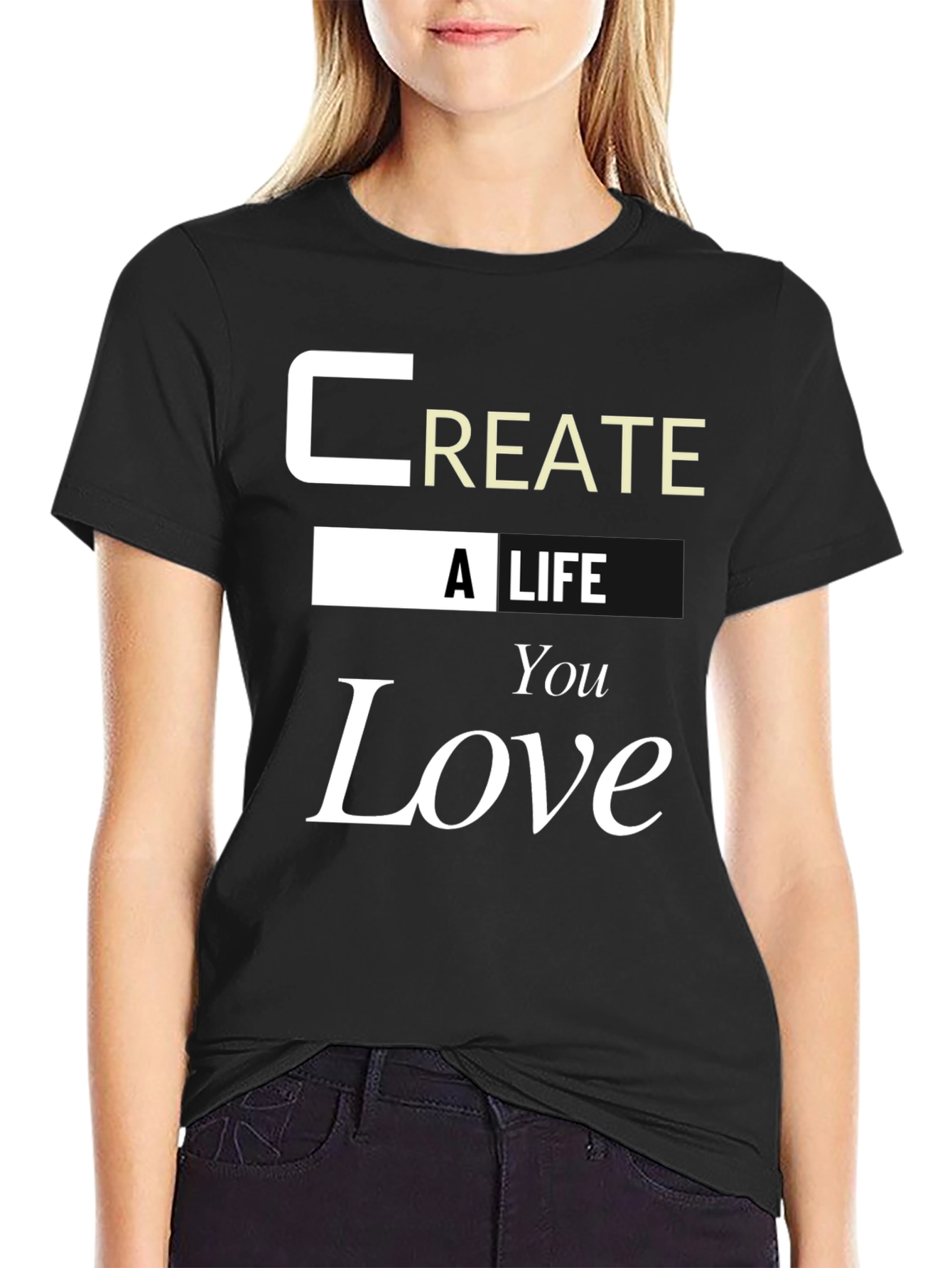 Black Inspirational 'Create a Life You Love' Graphic Tee view 2