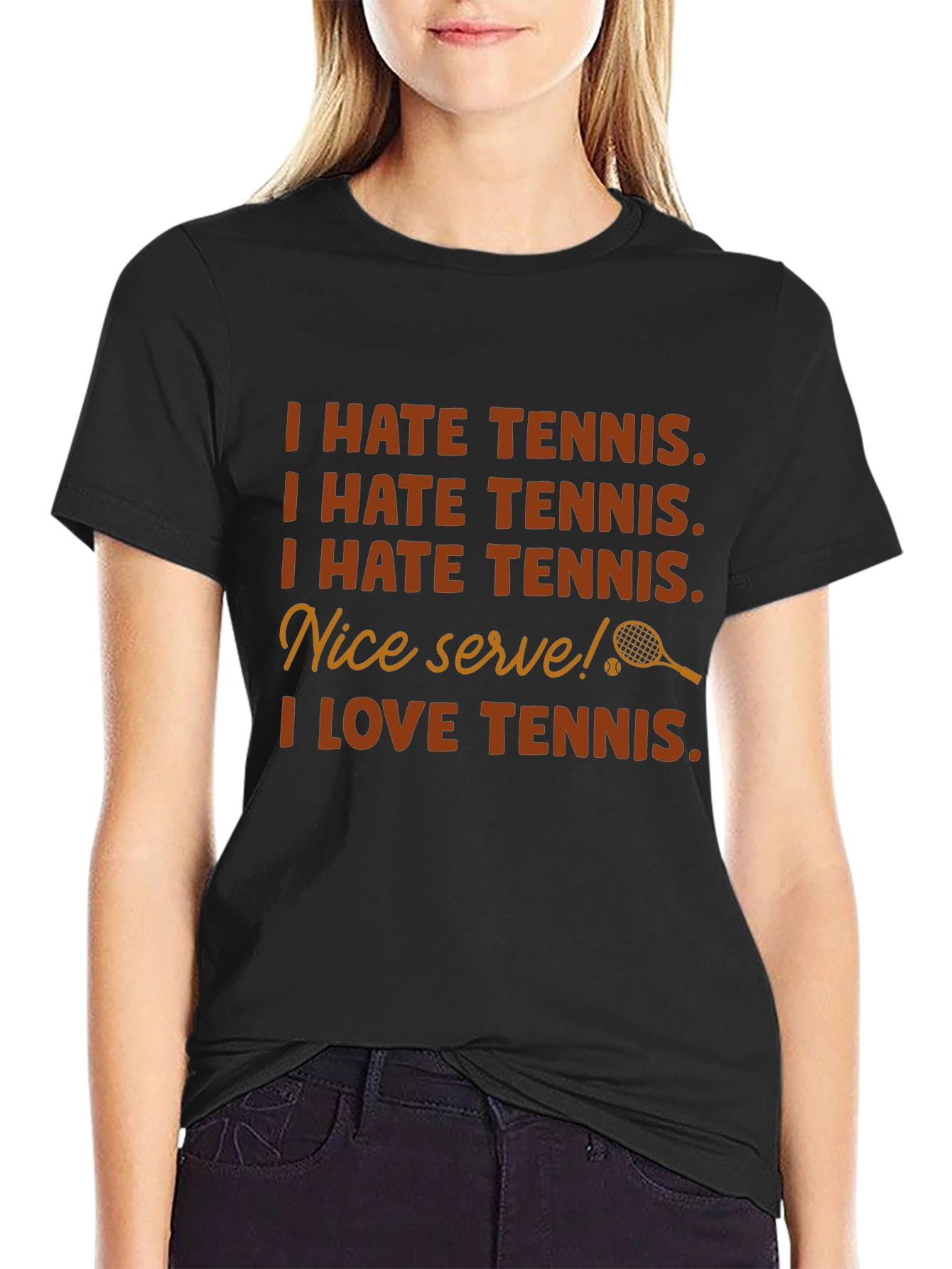 Black Funny Tennis T-Shirt - I Hate Tennis I Love Tennis view 2