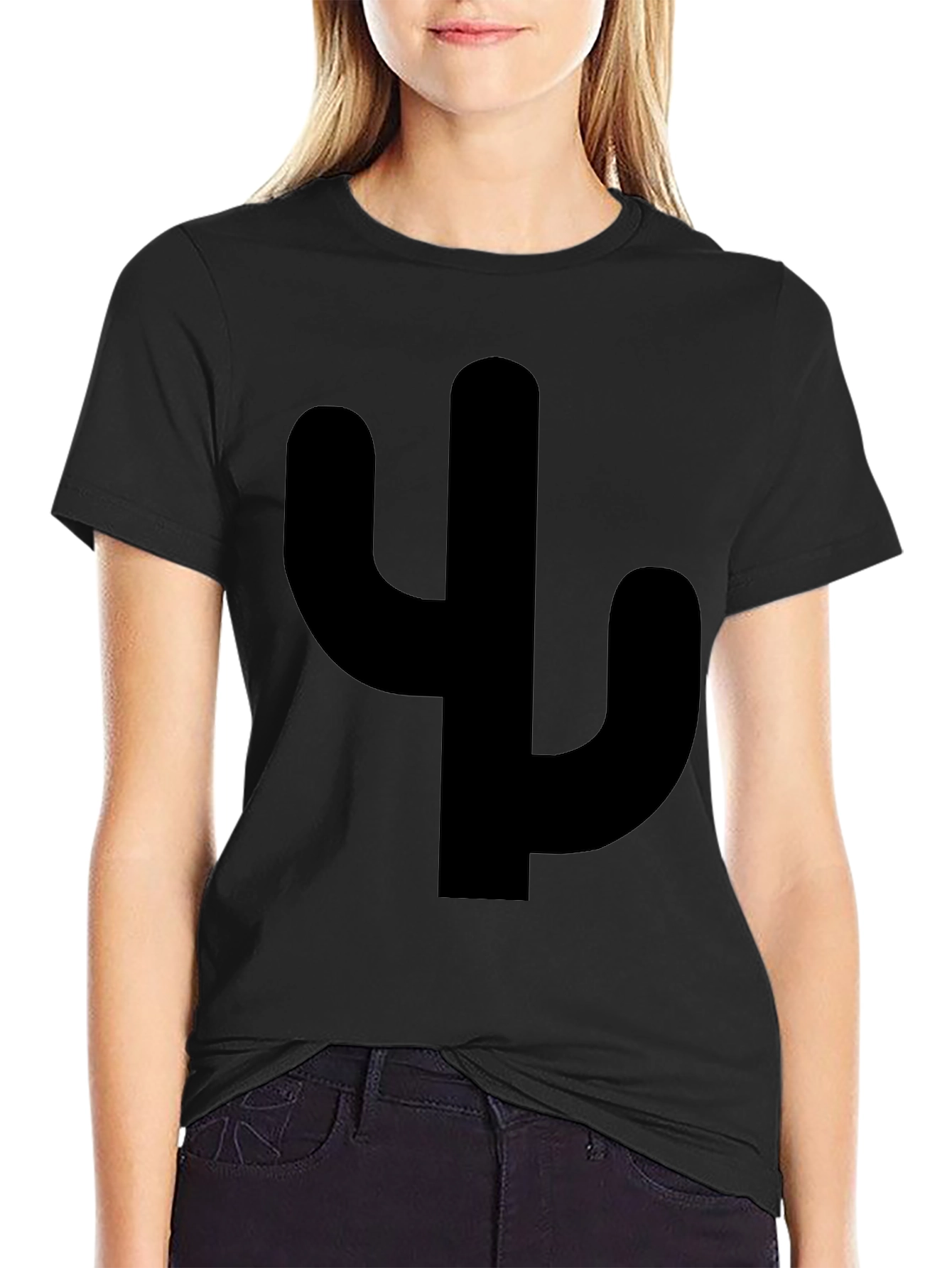 Black Cactus Silhouette Graphic Tee - Casual Style view 2