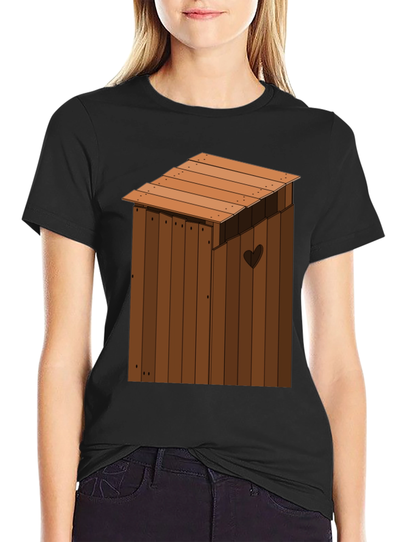 Black Outhouse Humor Novelty T-Shirt view 2
