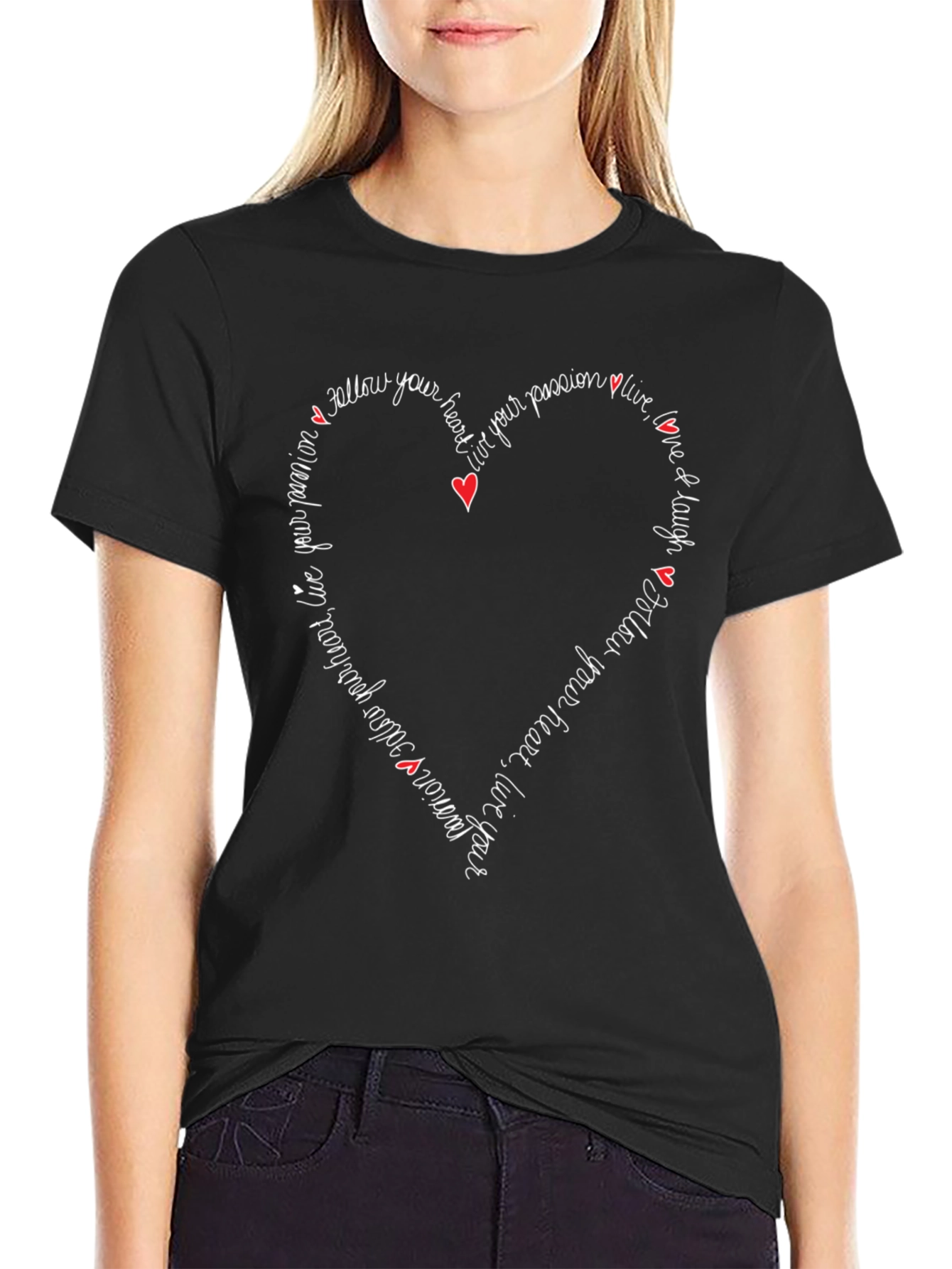 Black Follow Your Heart Graphic Tee - Inspiring Design view 2