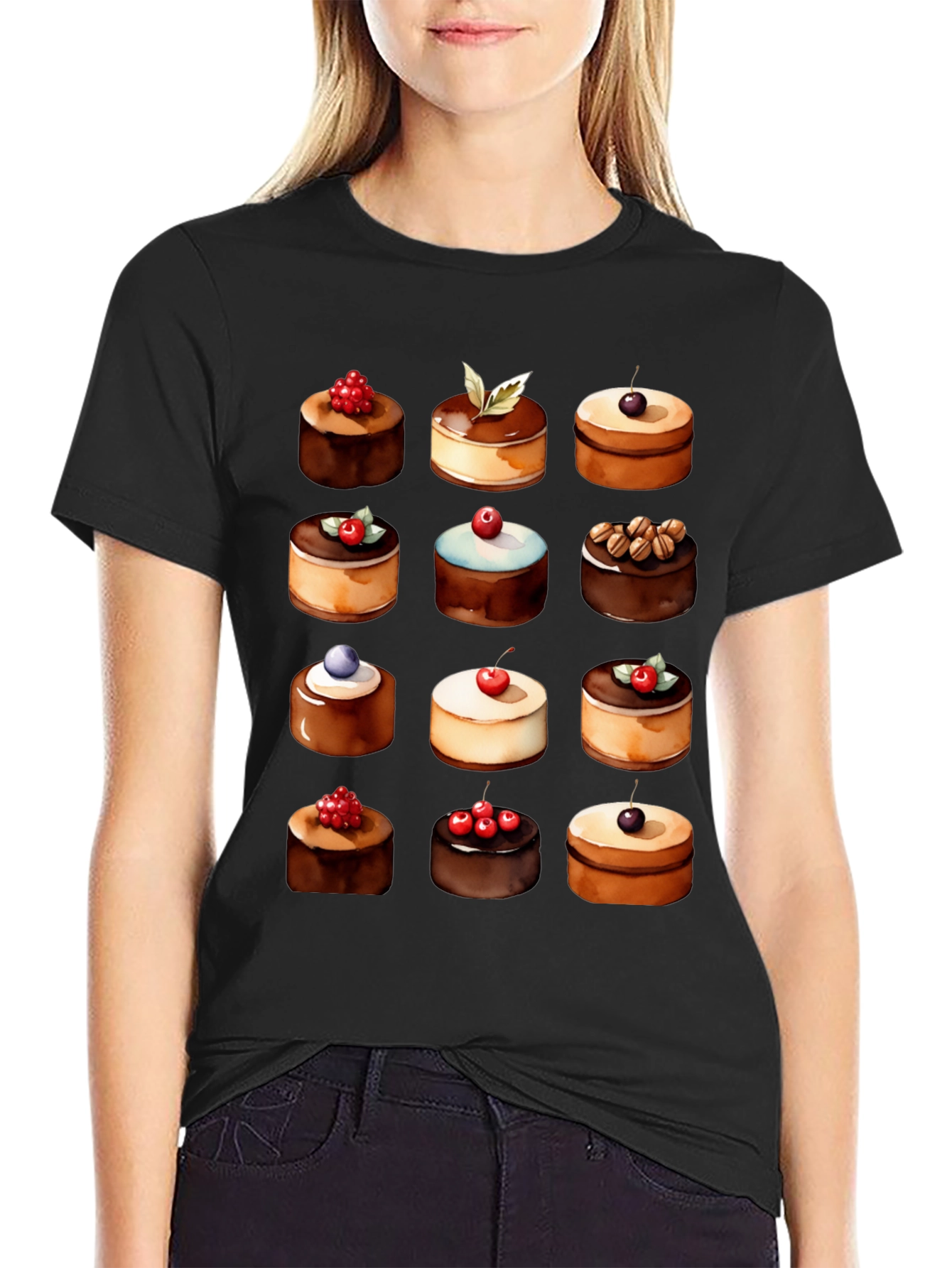 Black Dessert Lover T-Shirt - Sweet Treat Design view 2