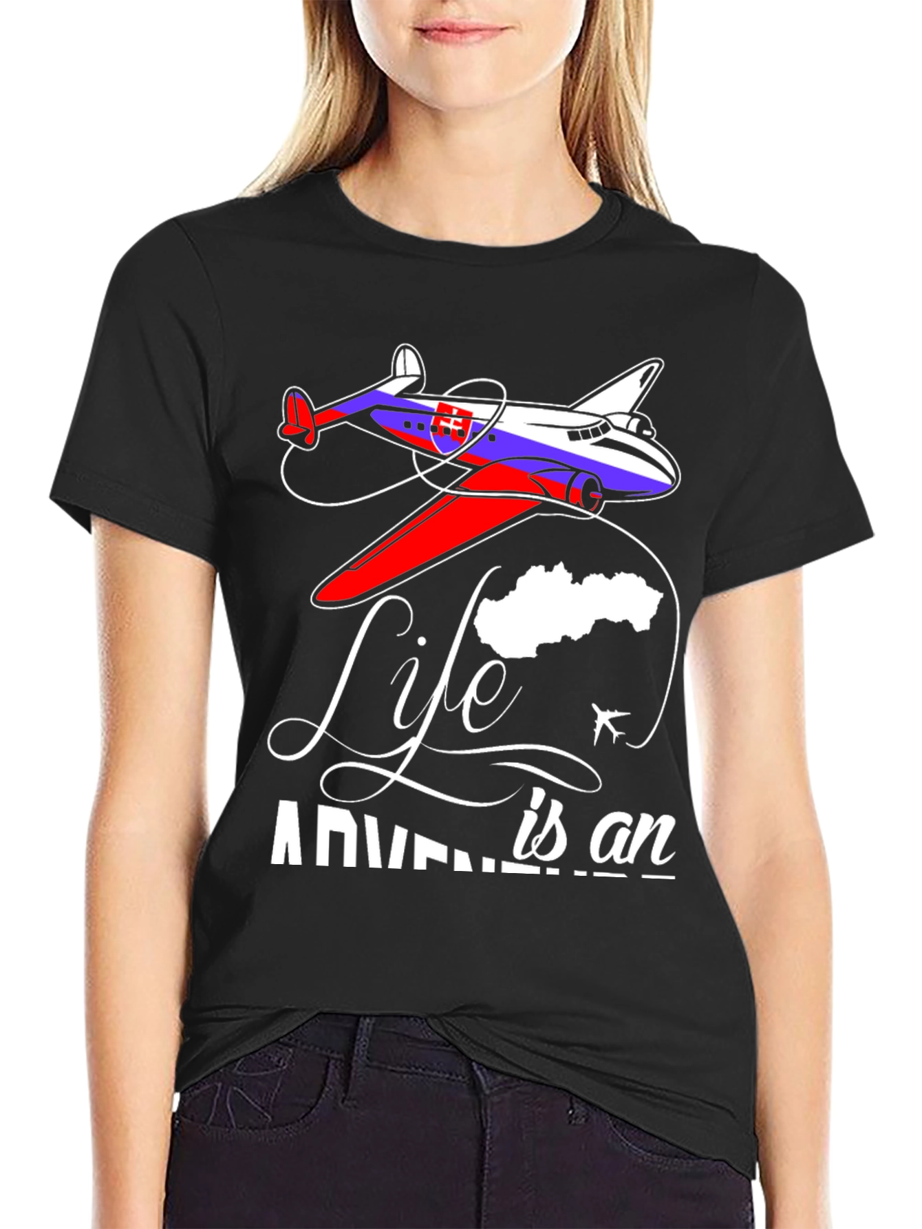 Black Life is an Adventure Plane Graphic T-Shirt view 2
