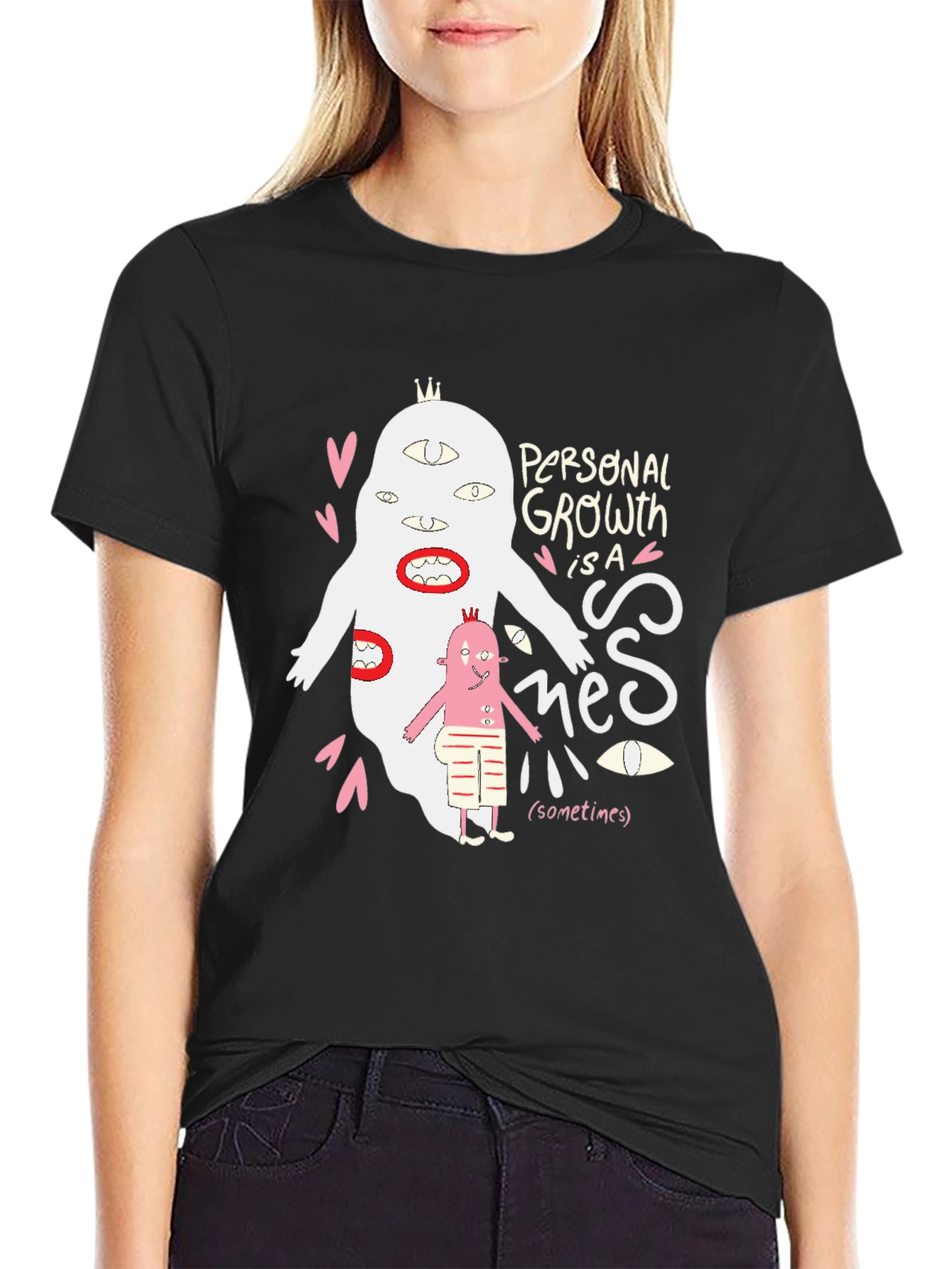 Black Personal Growth Sometimes T-Shirt view 2