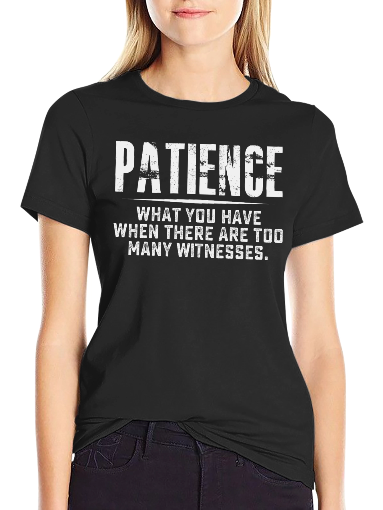 Black Patience Funny Graphic T-Shirt view 2