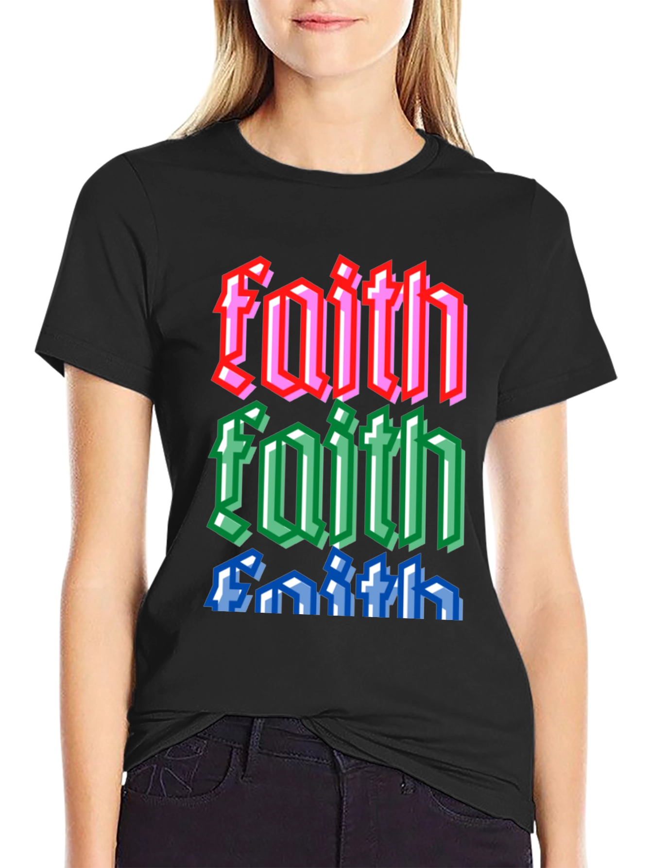 Black Faith Pixel Art Graphic Tee view 2