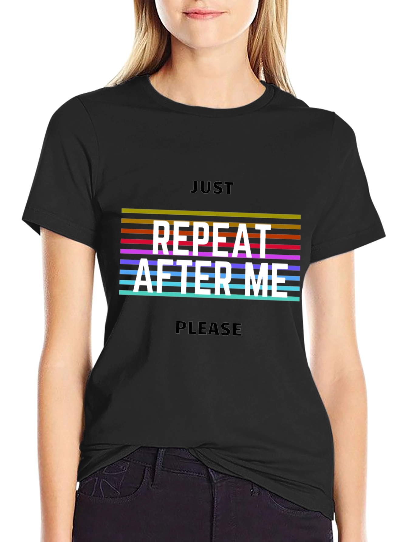 Black Repeat After Me Graphic Tee - Stylish Unisex Cotton T-Shirt view 2