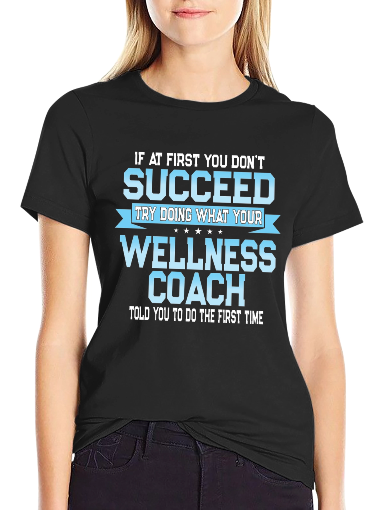 Black Wellness Coach T-Shirt - Motivational Fitness Tee view 2