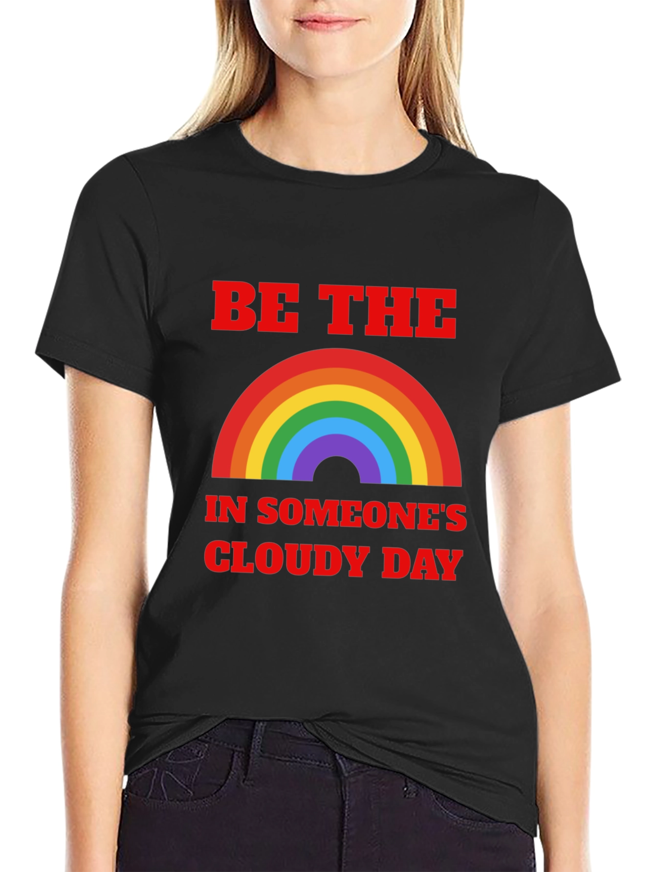 Black Be The Rainbow T-Shirt | Positive Vibes Graphic Tee view 2