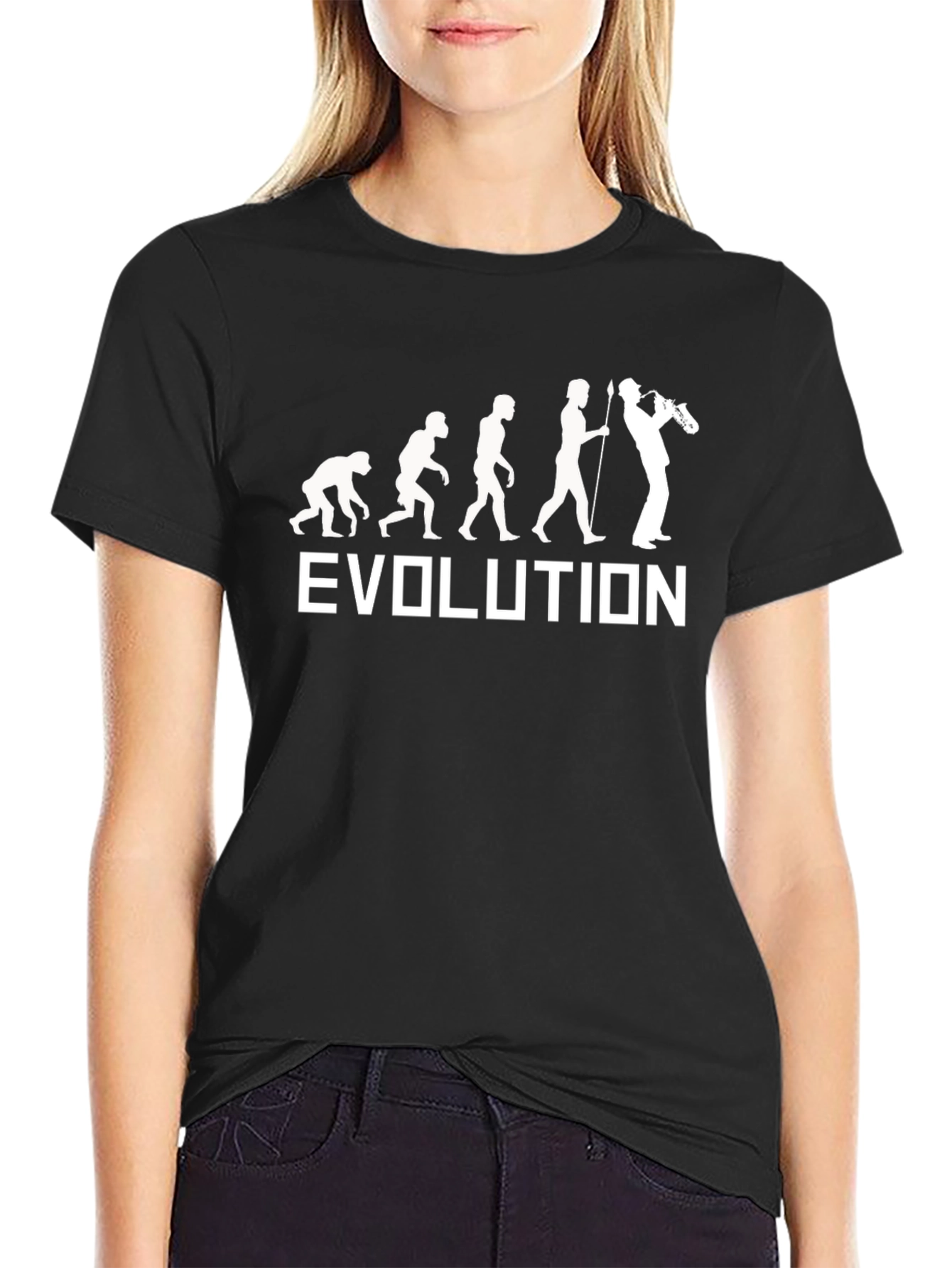 Black Evolution Saxophone T-Shirt - Black view 2