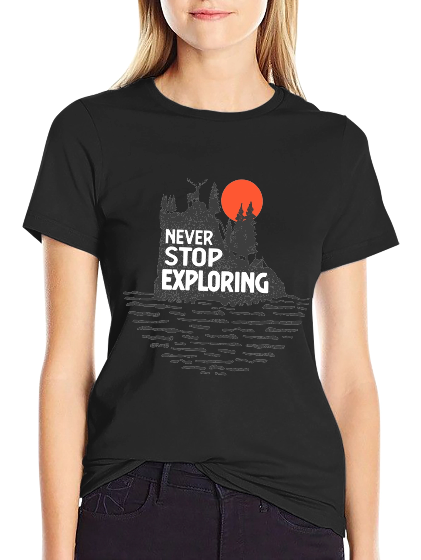 Black Never Stop Exploring Graphic Tee - Adventure Awaits view 2