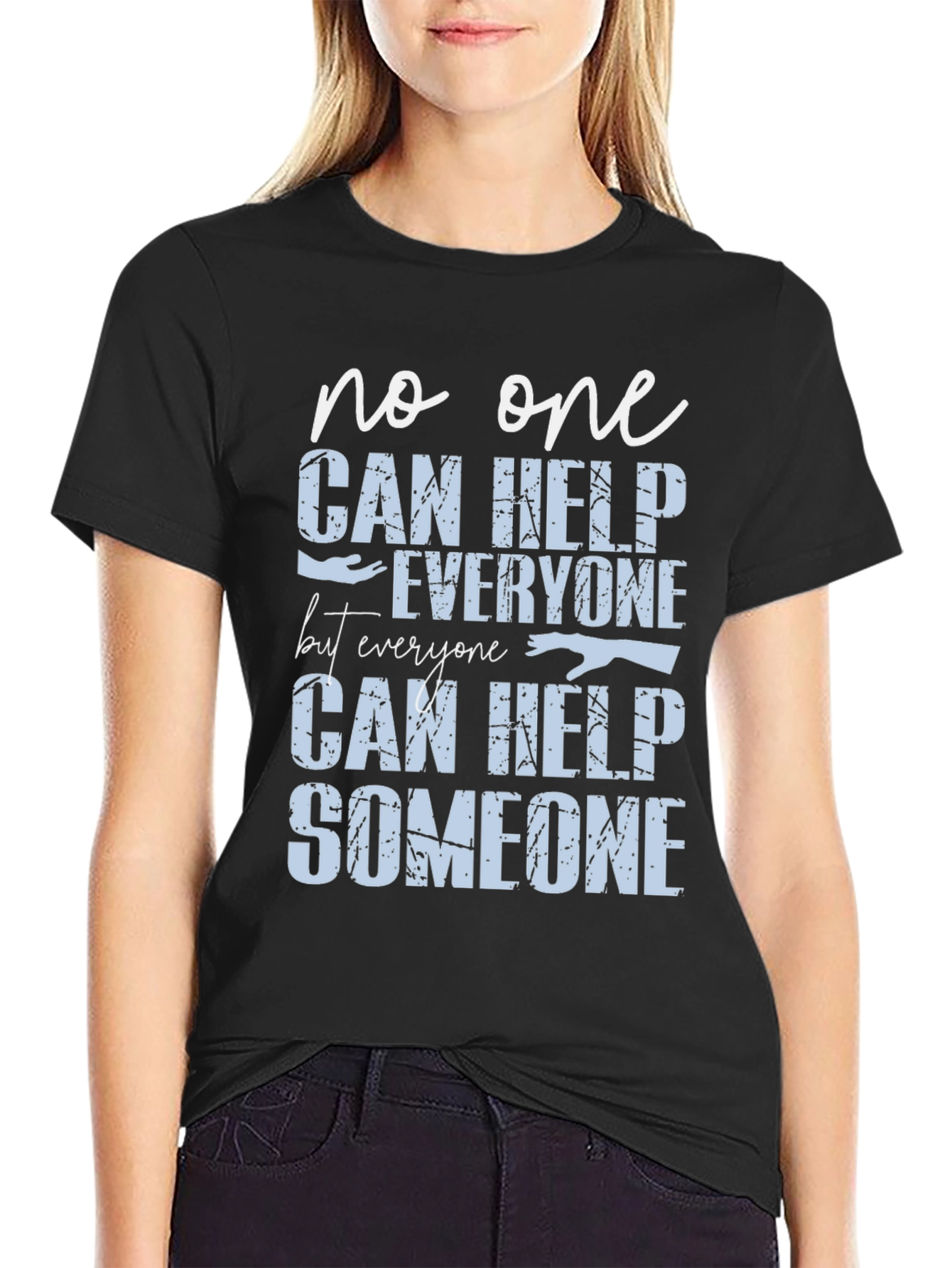 Black Help Someone Graphic Tee - Motivational T-Shirt view 2