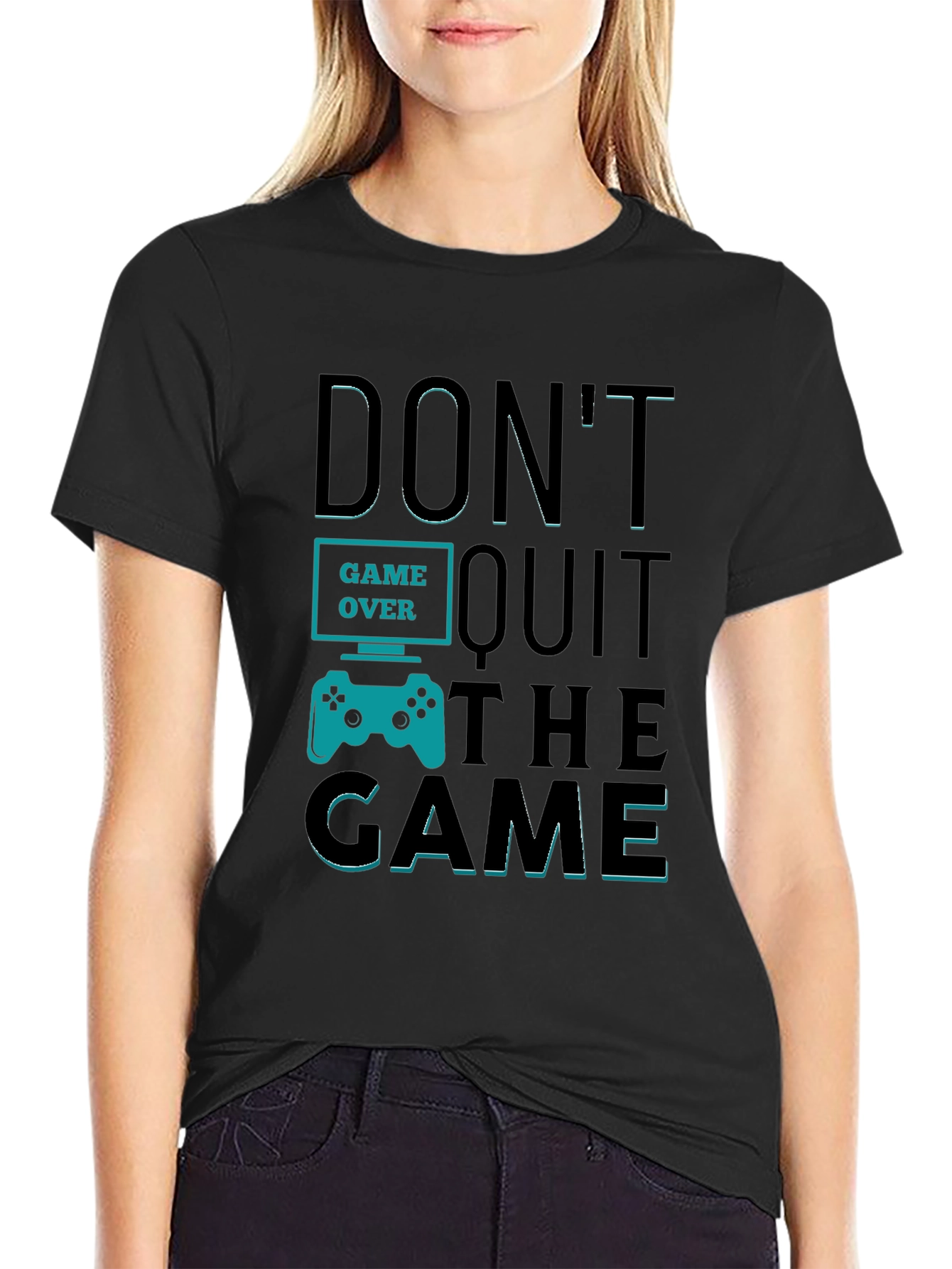 Black Don't Quit The Game T-Shirt - Gamer Motivation Tee view 2
