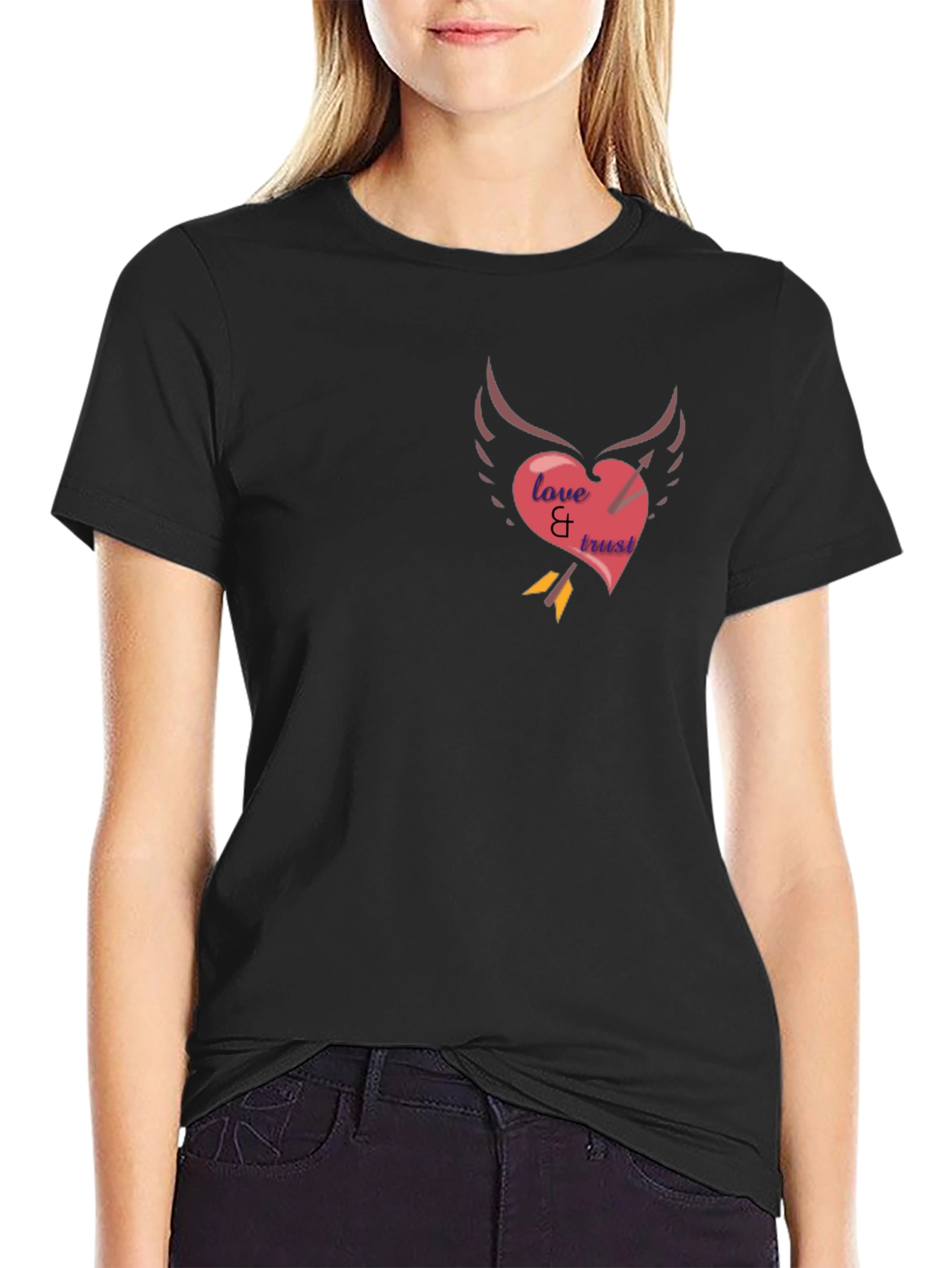 Black Love & Trust Heart Arrow Tee view 2
